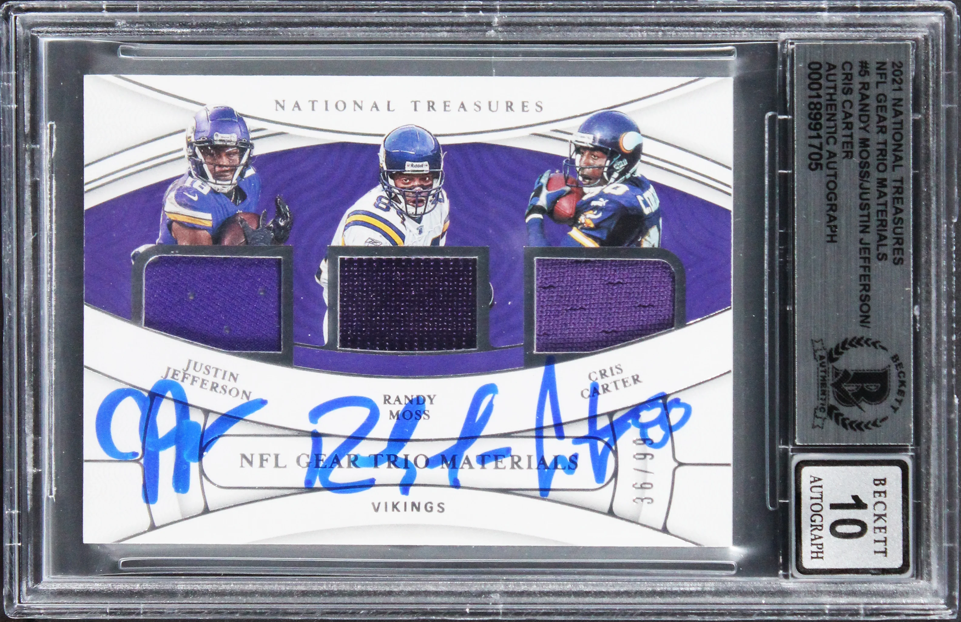 (3) Jefferson, Moss & Carter Signed 2021 NT Mat #6 36/99 Card Auto 10! BAS Slab - Image 2
