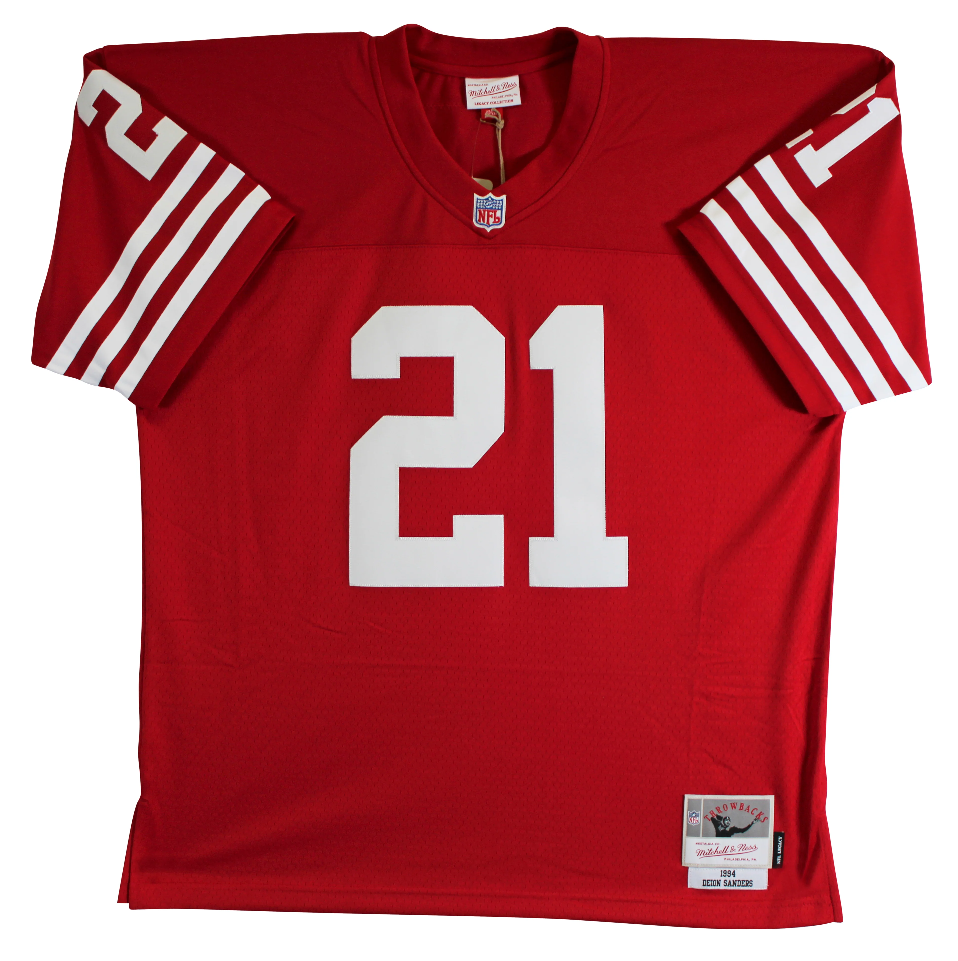 49ers Deion Sanders "HOF 2011" Authentic Signed Red M&N TB Jersey BAS Witnessed - Image 5