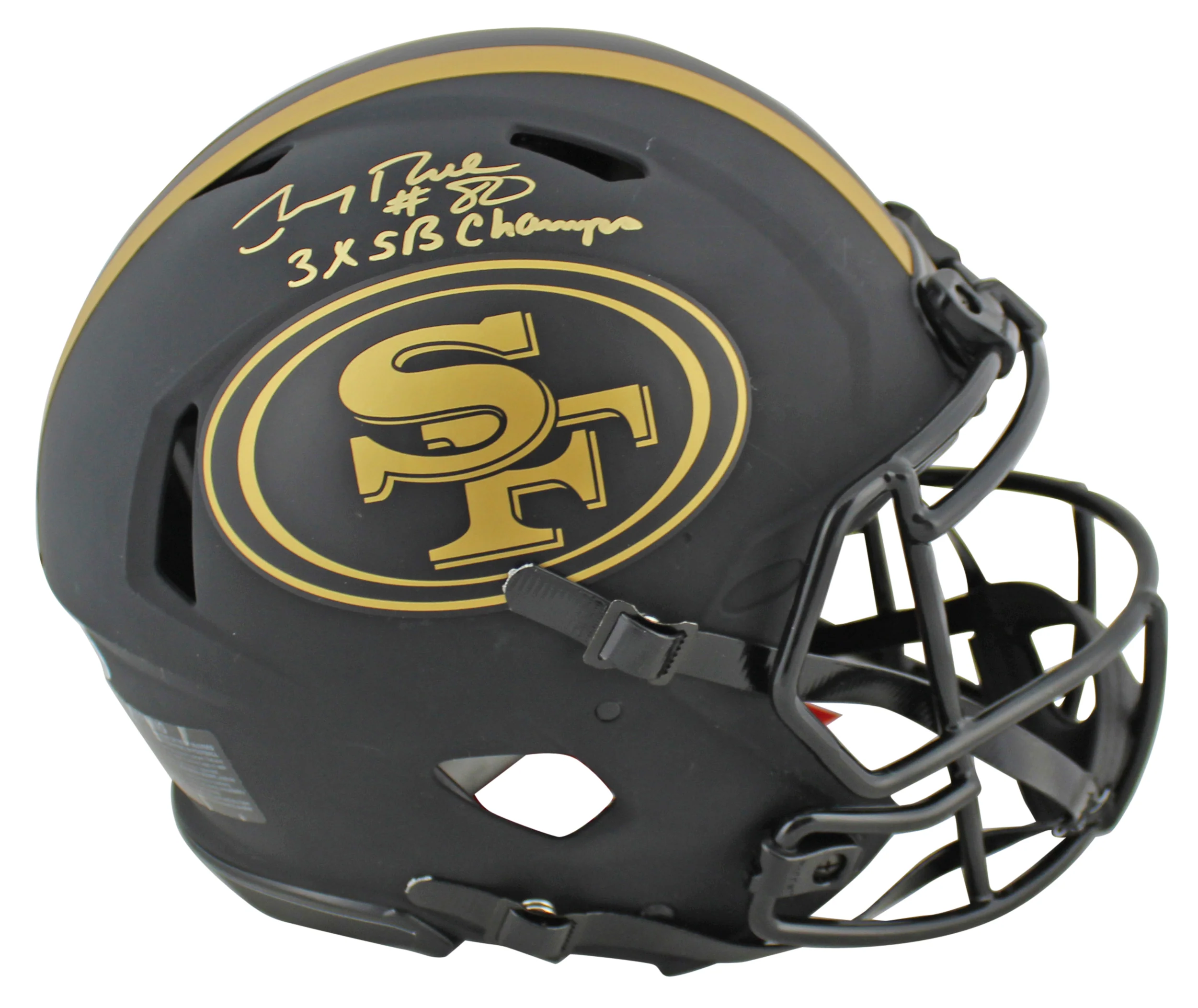 49ers Jerry Rice "3x SB Champ" Signed Eclipse Proline F/S Speed Helmet BAS - Image 2