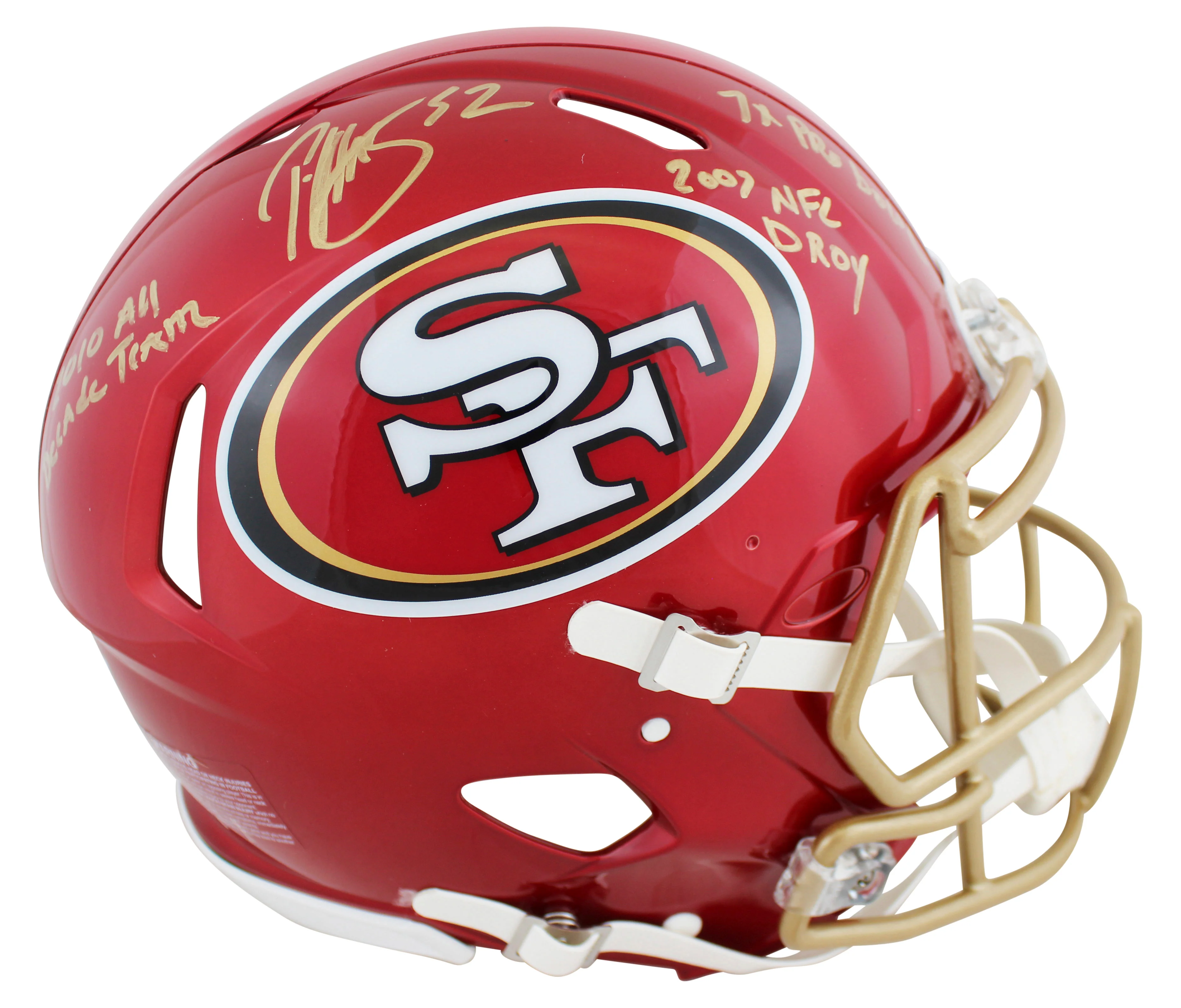 49ers Patrick Willis "3x Insc" Signed Flash F/S Speed Proline Helmet W/ Case BAS - Image 3