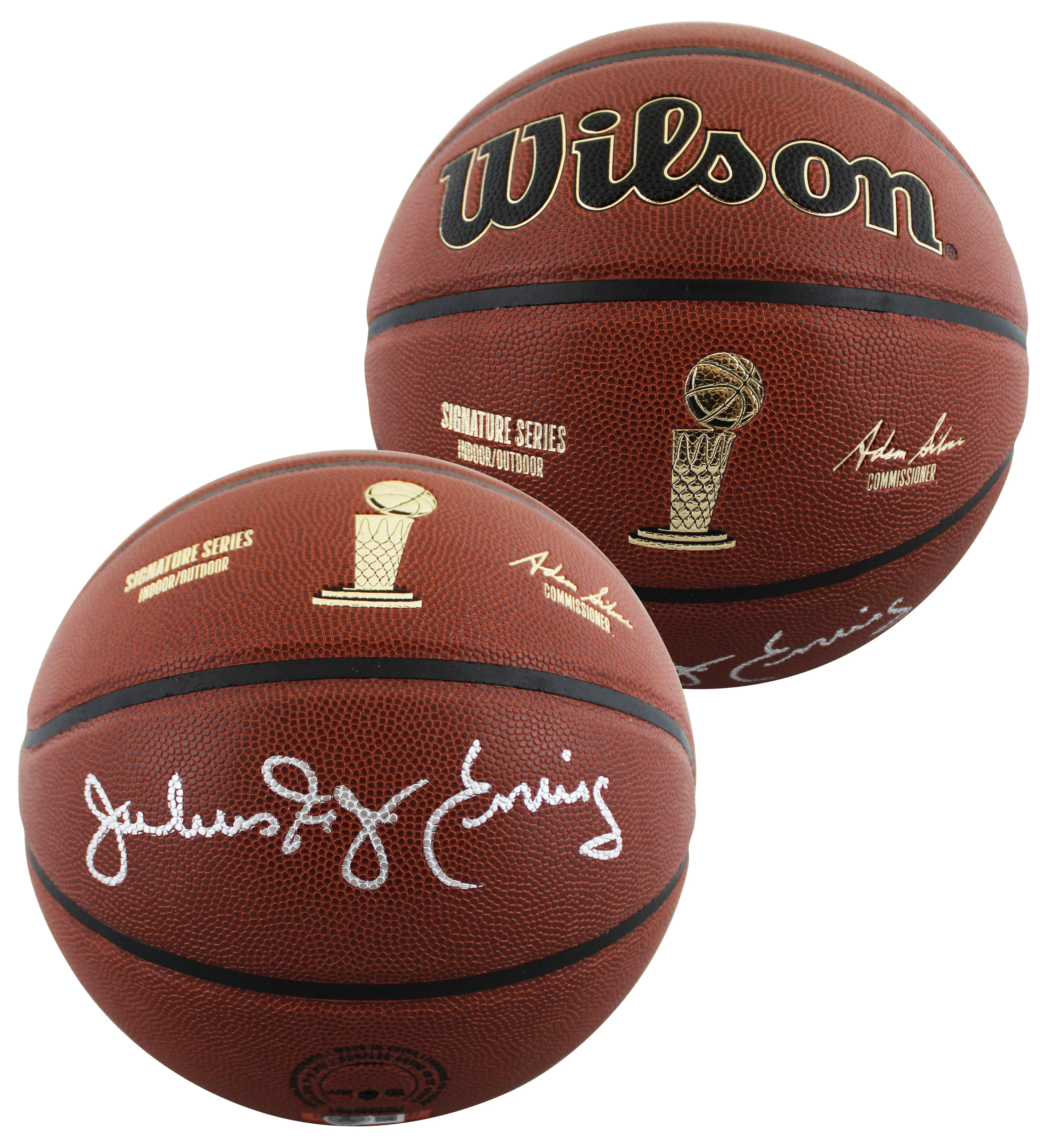 76ers Julius "Dr. J" Erving Signed Wilson Trophy Series Basketball W/ Case BAS W - Image 3