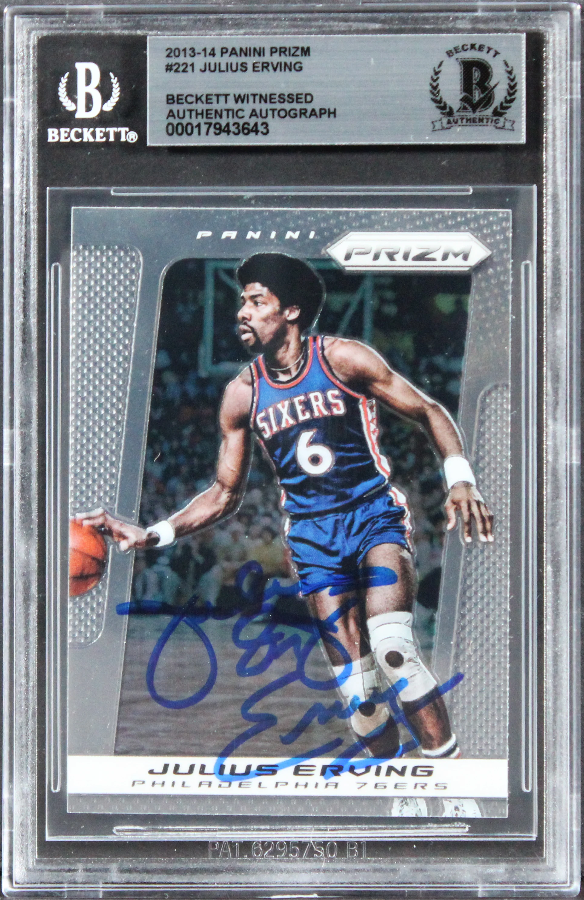 76ers Julius Erving Authentic Signed 2013 Panini Prizm #221 Card BAS Slabbed - Image 2