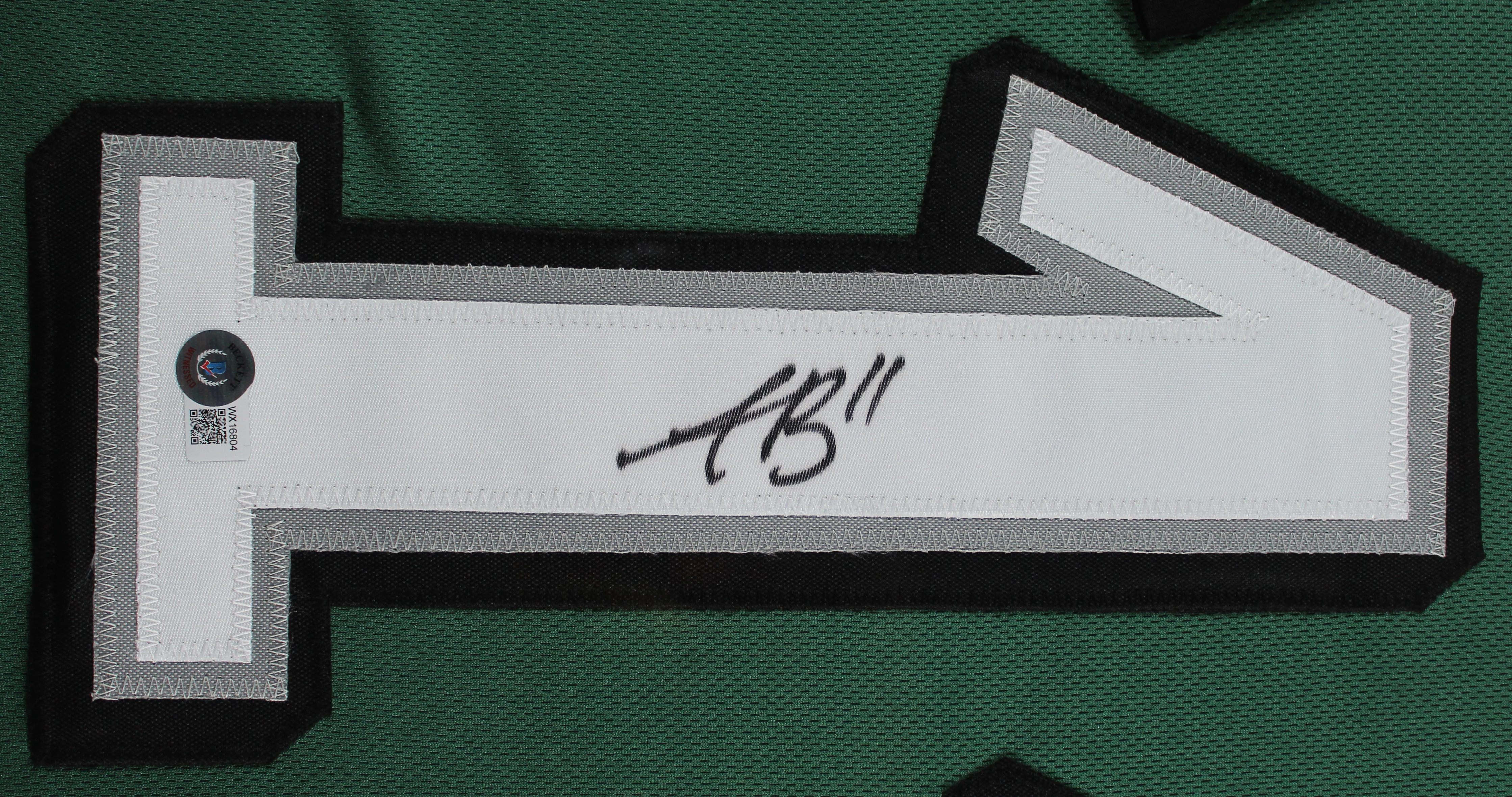 A.J. Brown Authentic Signed Green Pro Style Framed Jersey Autographed BAS Wit - Image 3