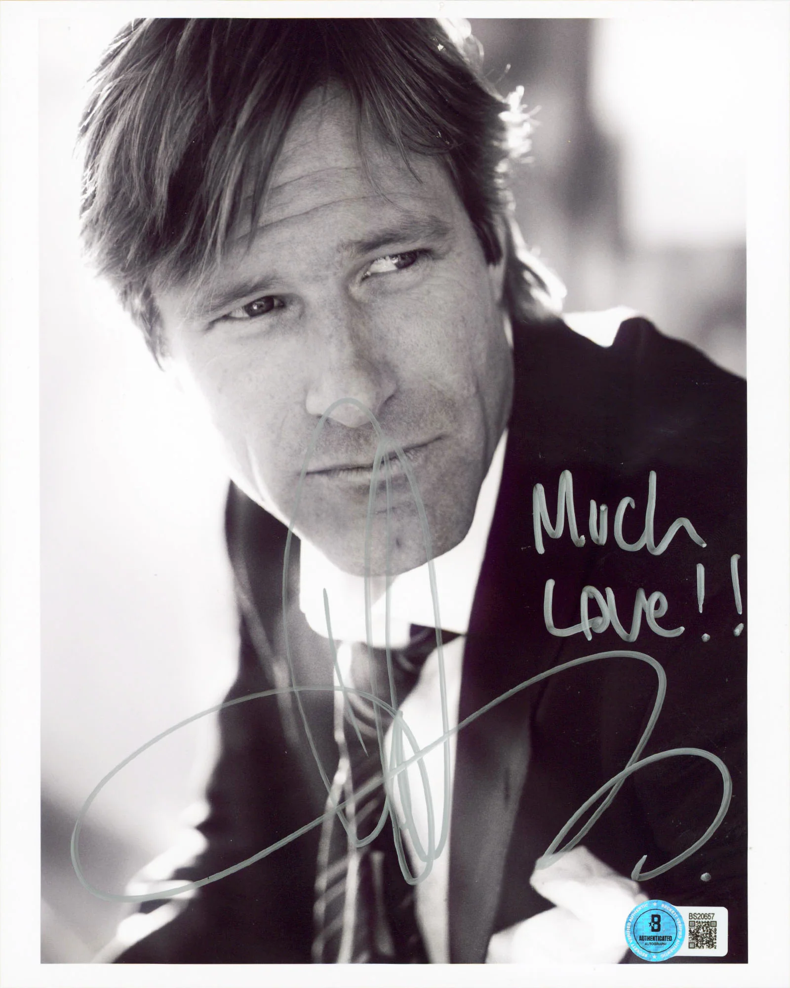 Aaron Eckhart Batman The Dark Knight "Much Love" Signed 8x10 Photo BAS #BS20657 - Image 2