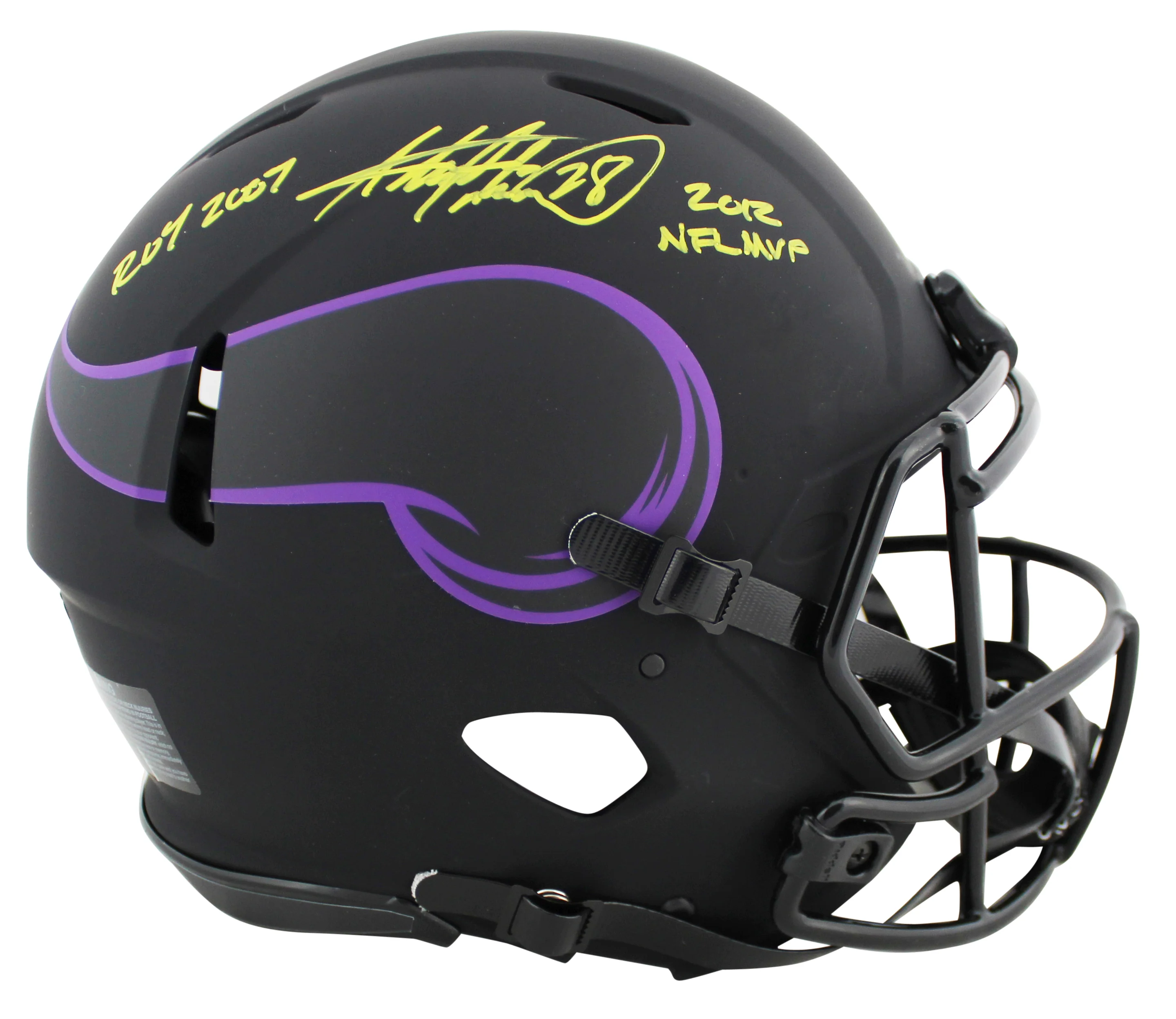 Adrian Peterson "2x Insc" Signed Eclipse Proline F/S Speed Helmet W/ Case BAS W - Image 3