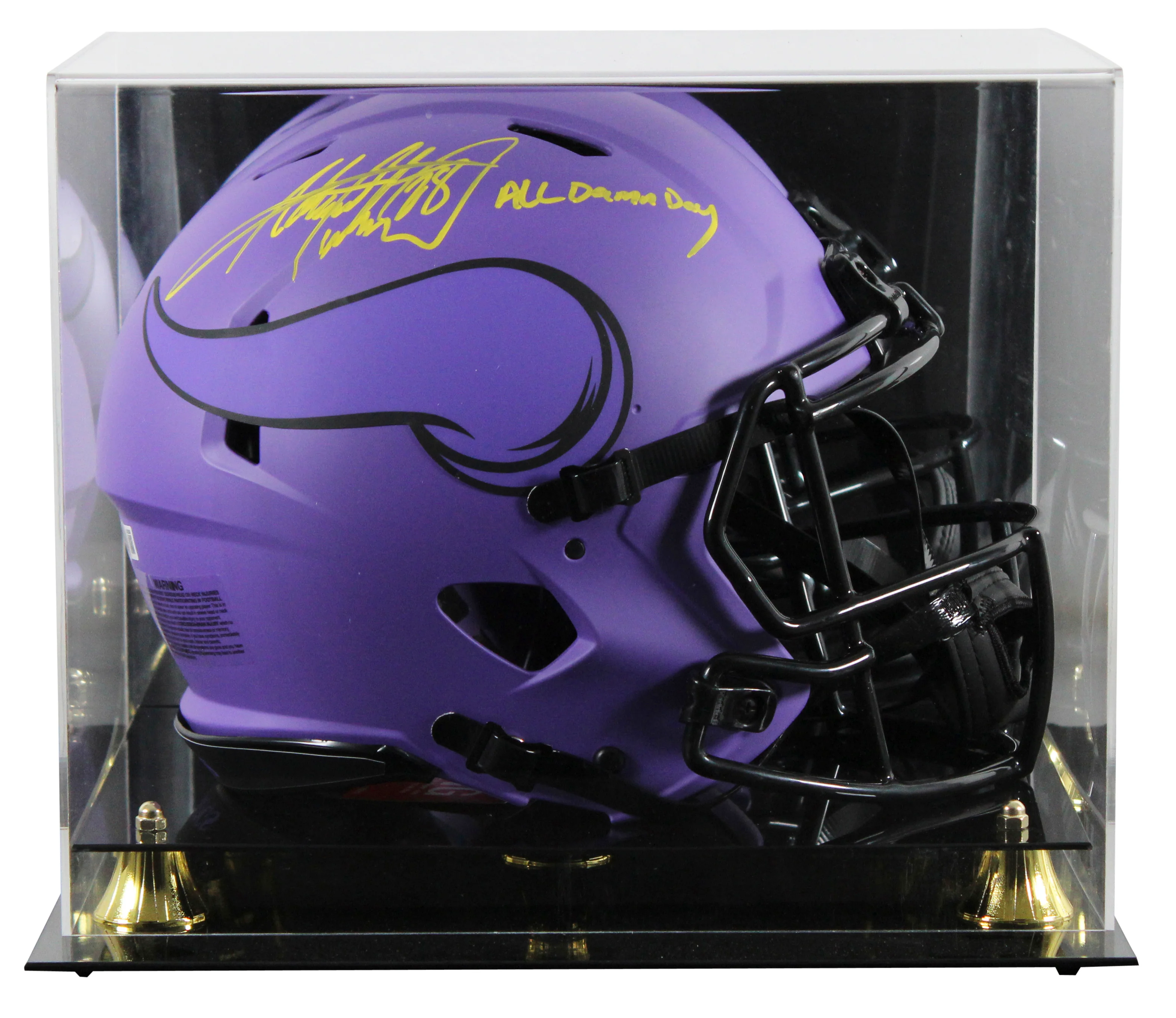 Adrian Peterson "All Damn Day" Signed Rave F/S Speed Proline Helmet W/ Case BAS - Image 2