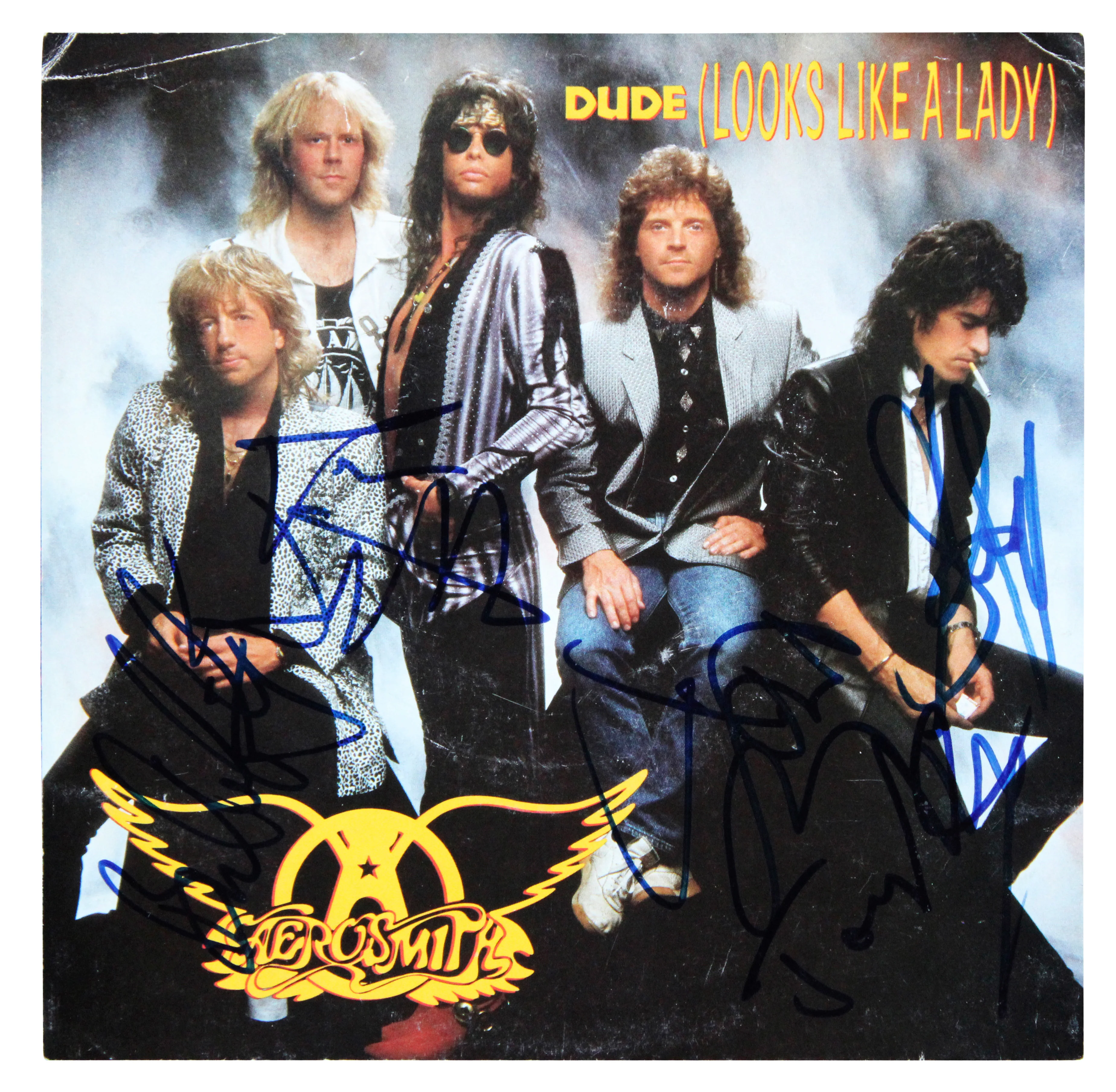 Aerosmith (5) Tyler, Perry, Hamilton +2 Signed 45 RPM Album Cover W/ Vinyl BAS - Image 3