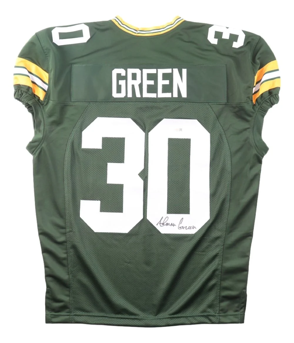 Ahman Green Green Bay Signed Green Pro Cut Football Jersey JSA QR Hologram
