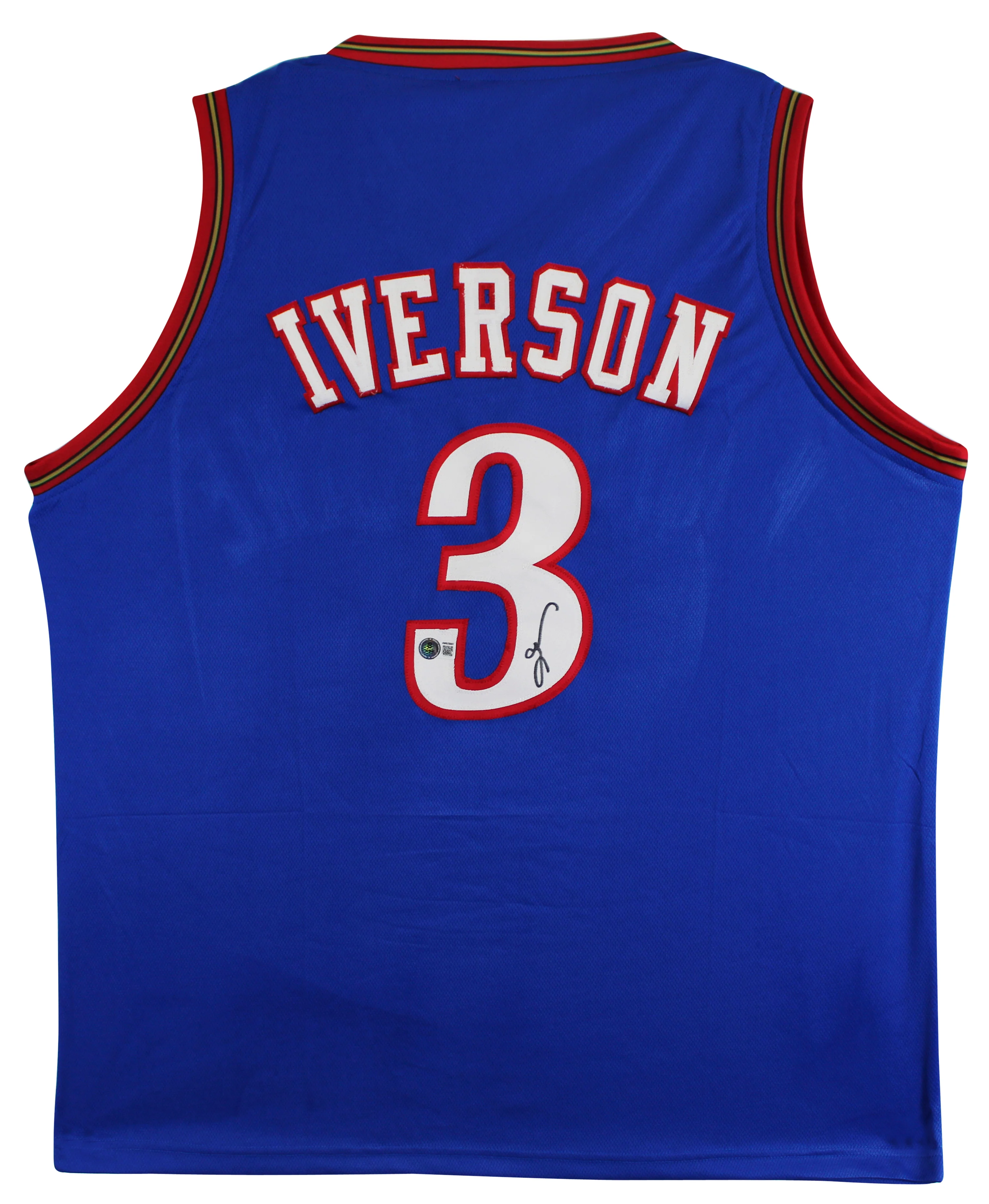Allen Iverson Authentic Signed Blue Pro Style Jersey Autographed BAS - Image 2