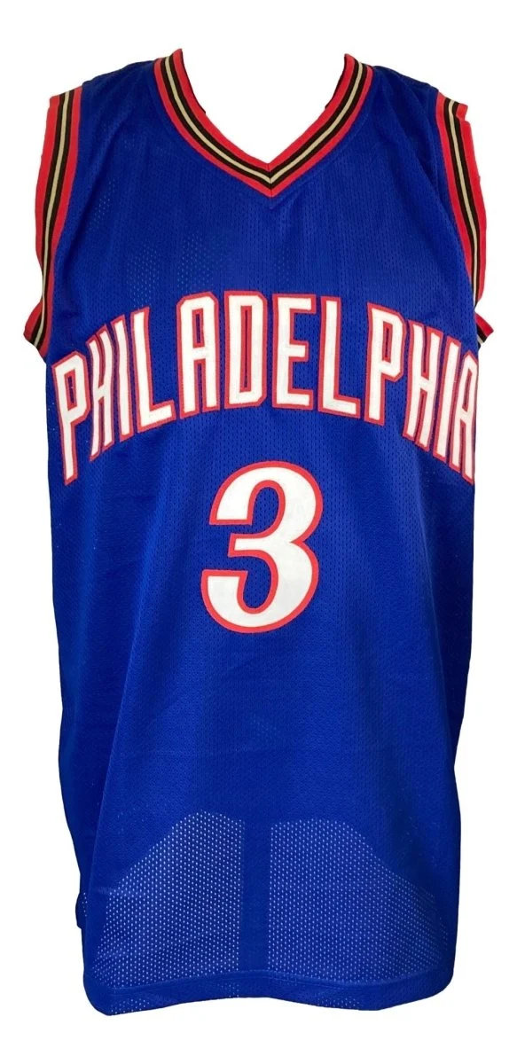 Allen Iverson Philadelphia Signed Blue Basketball Jersey BAS - Image 3