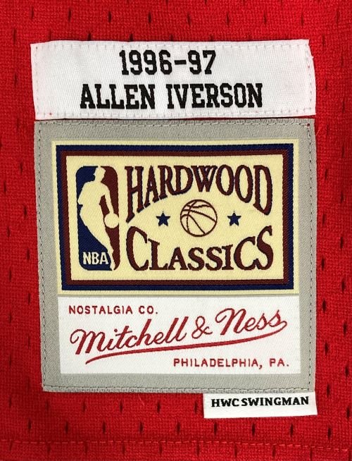 Allen Iverson Signed Philadelphia 76ers 96/97 Red M&N HWC Swingman Jersey BAS - Image 4