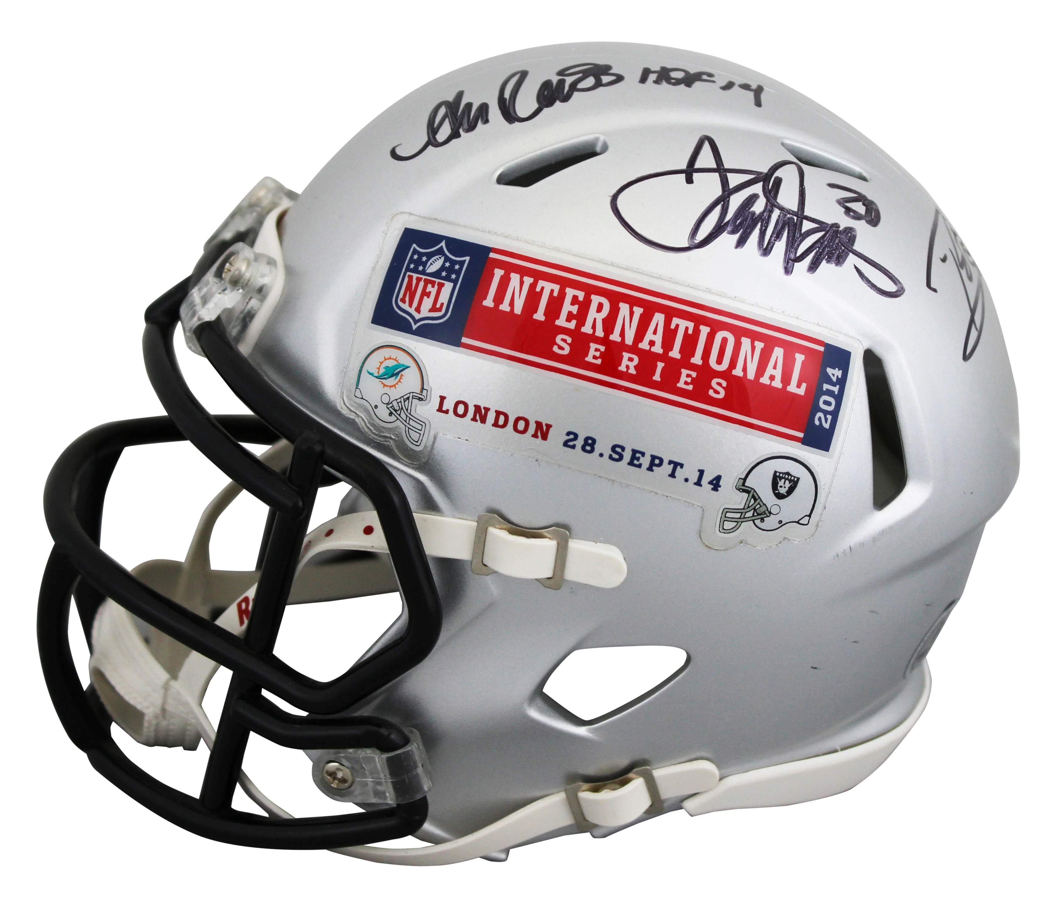 Andre Reed, Terrell Davis & Rod Woodson Signed Speed Mini Helmet BAS #AE13908 - Image 2