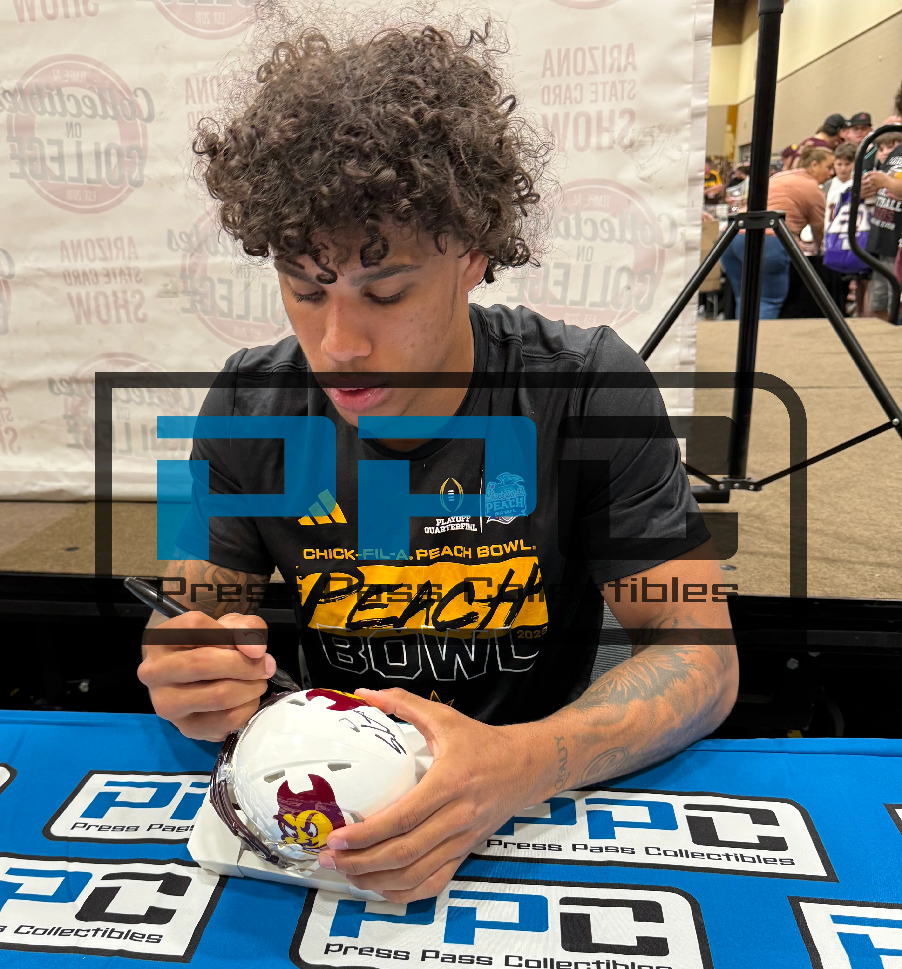 ASU Sam Leavitt & Jordyn Tyson Signed Black Speed Mini Helmet BAS Witnessed - Image 6
