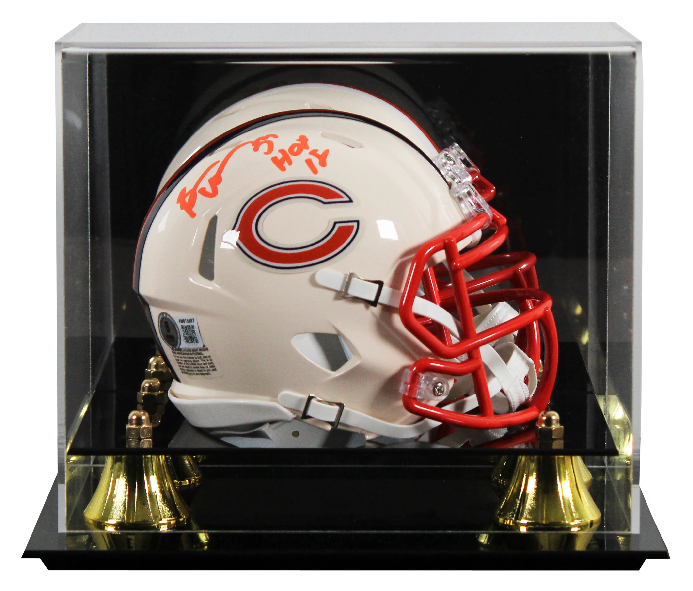 Bears Brian Urlacher "HOF 18" Signed Retro Speed Mini Helmet W/ Case BAS Wit