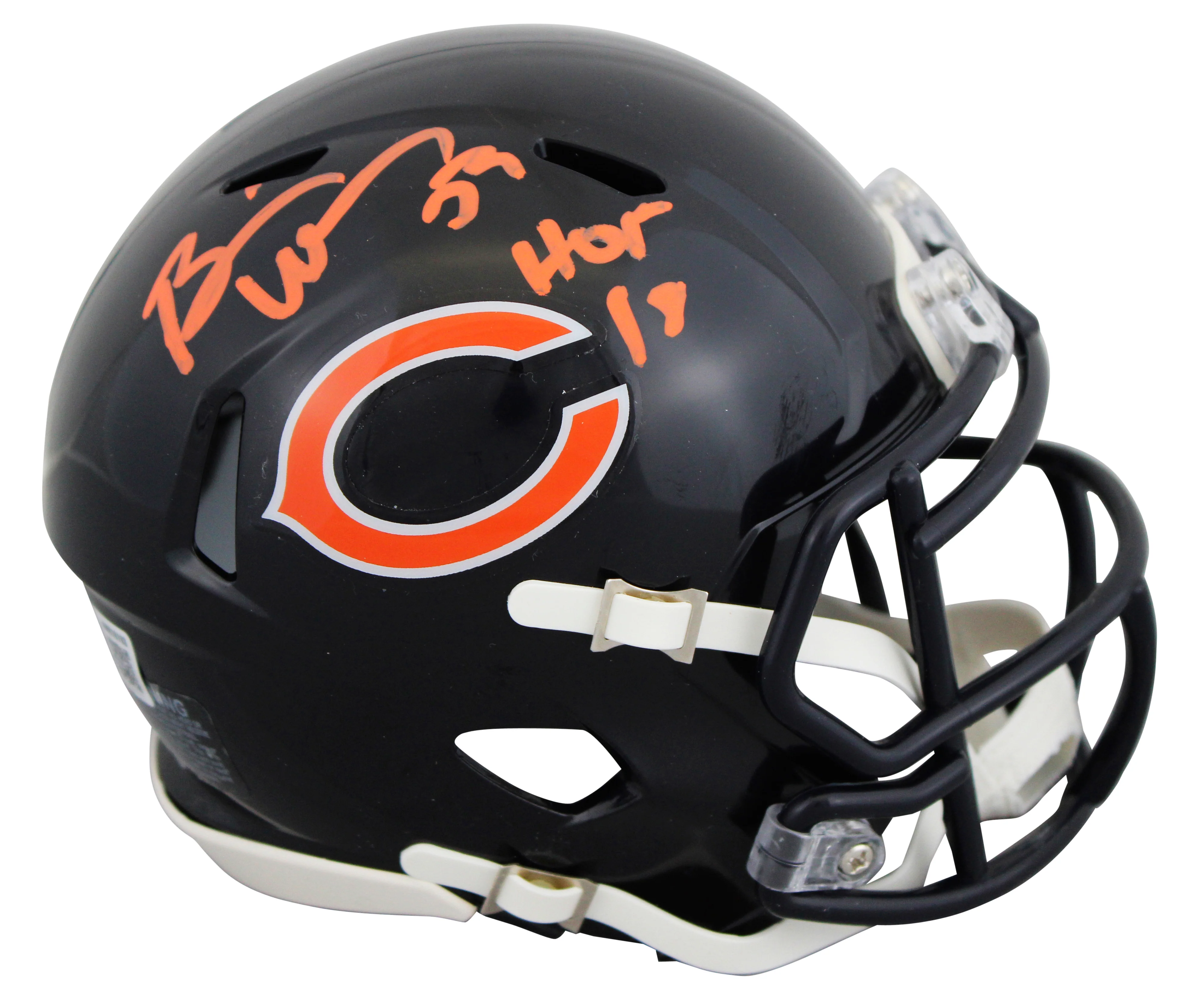 Bears Brian Urlacher "HOF 18" Signed Speed Mini Helmet W/ Case BAS Witnessed 2 - Image 3