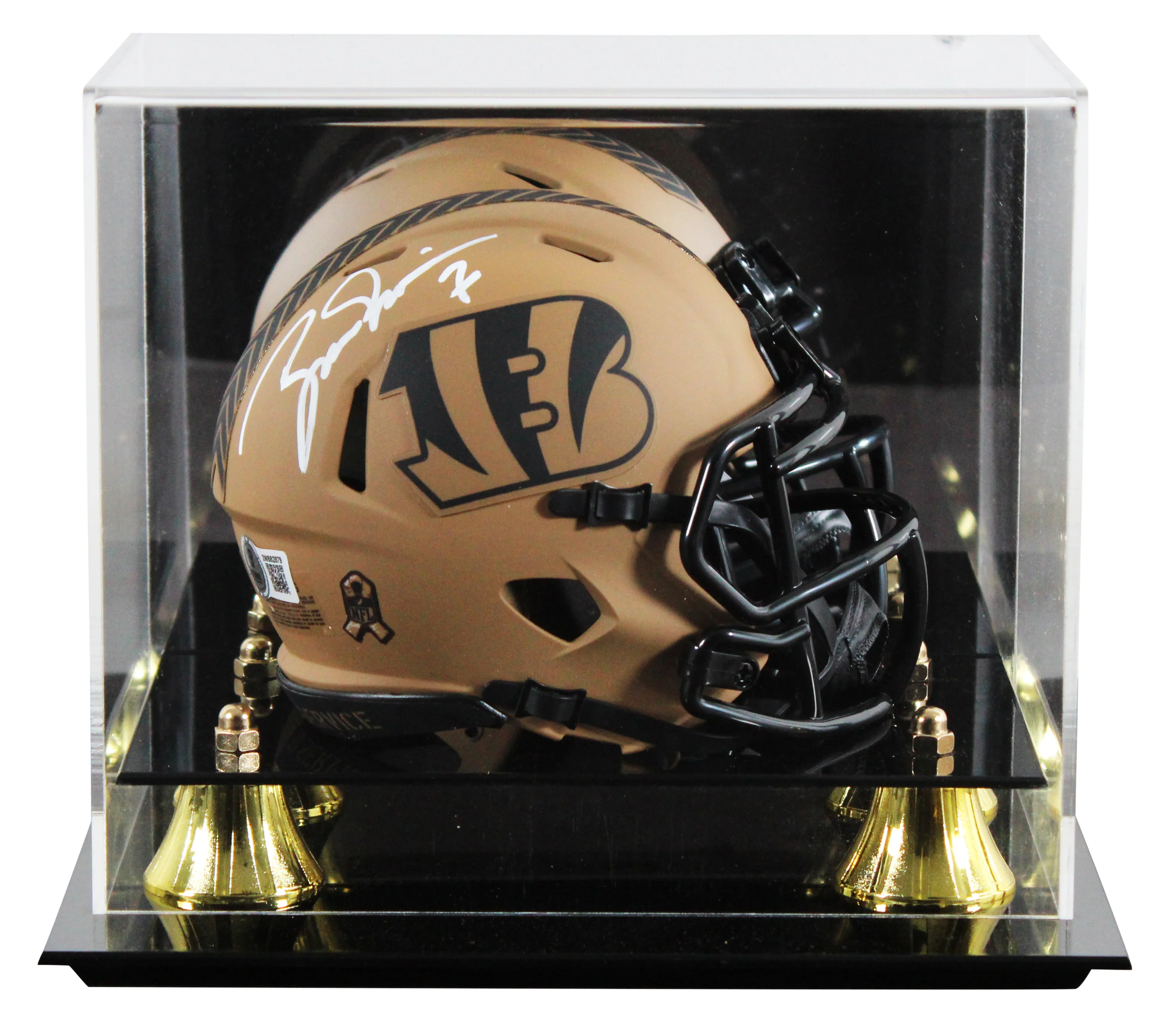 Bengals Boomer Esiason Signed STS II Speed Mini Helmet W/ Case BAS Witnessed - Image 2