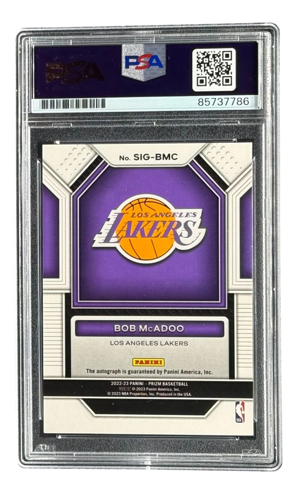 Bob McAdoo Signed 2022/23 Panini Prizm #SIG-BMC Lakers Trading Card PSA/DNA - Image 2