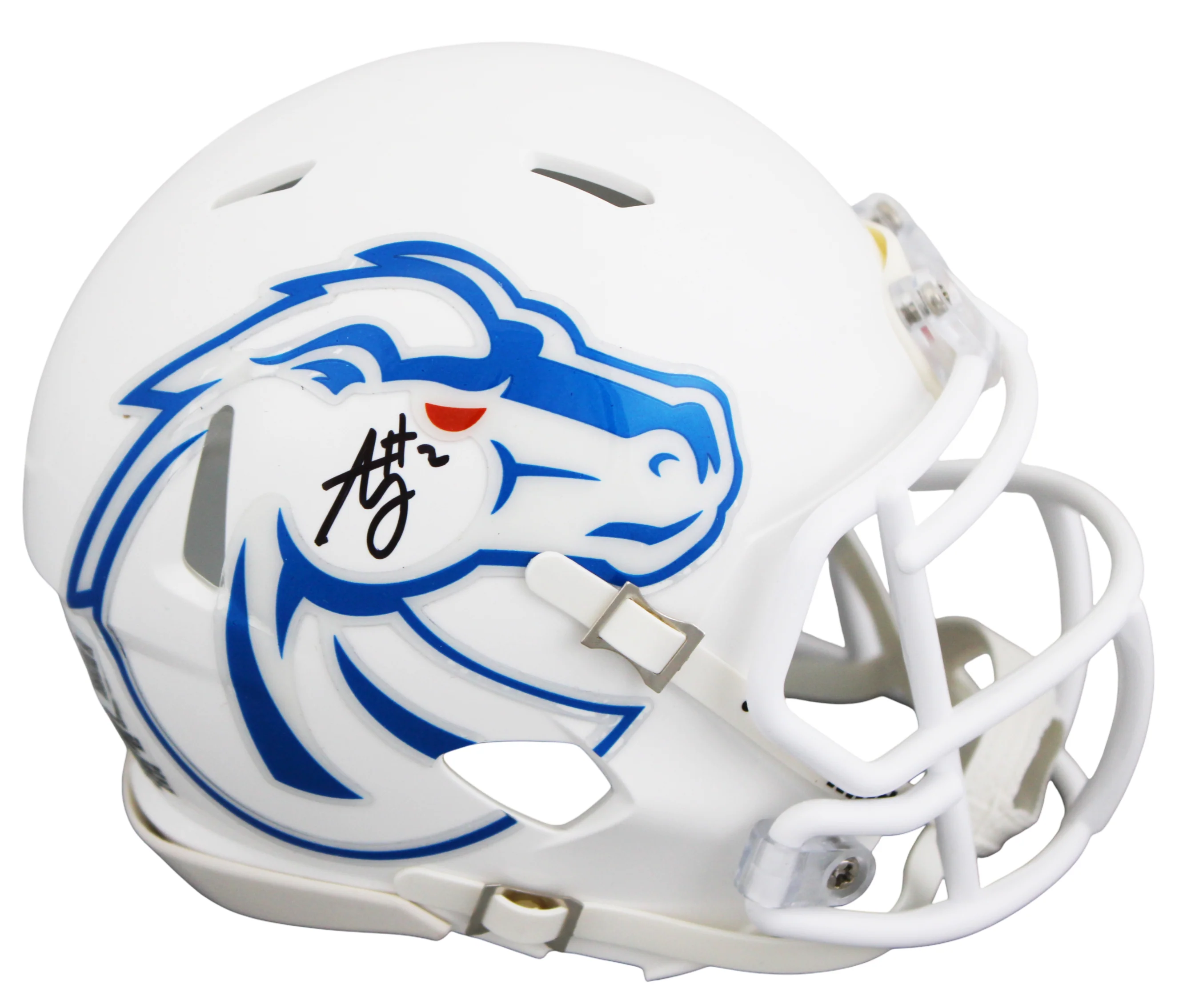 Boise State Ashton Jeanty Authentic Signed White Speed Mini Helmet BAS Witnessed - Image 2