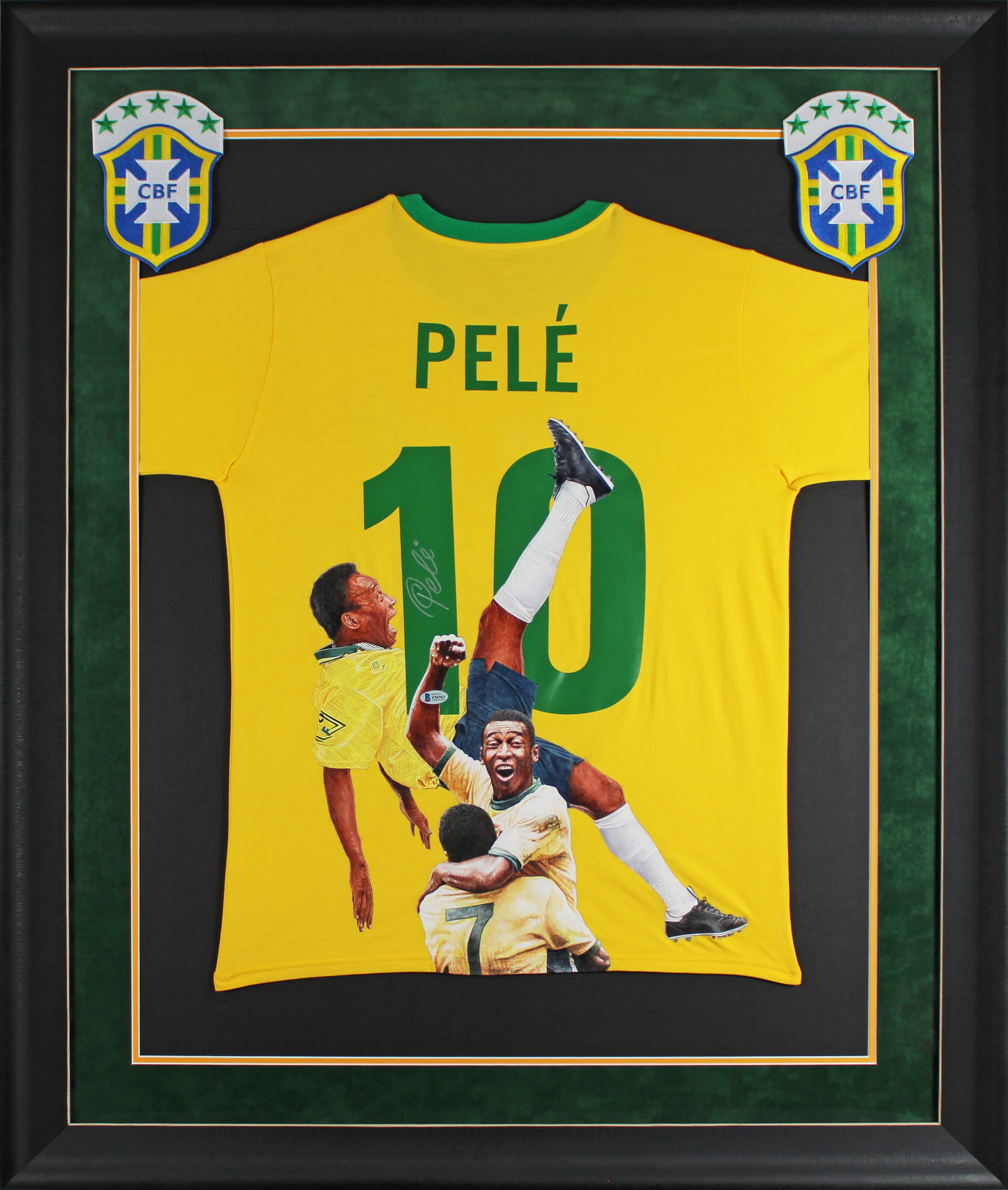 Brazil Pele Signed Hand Painted LE 1/1 By William Zavala Framed Jersey BAS COA - Image 2