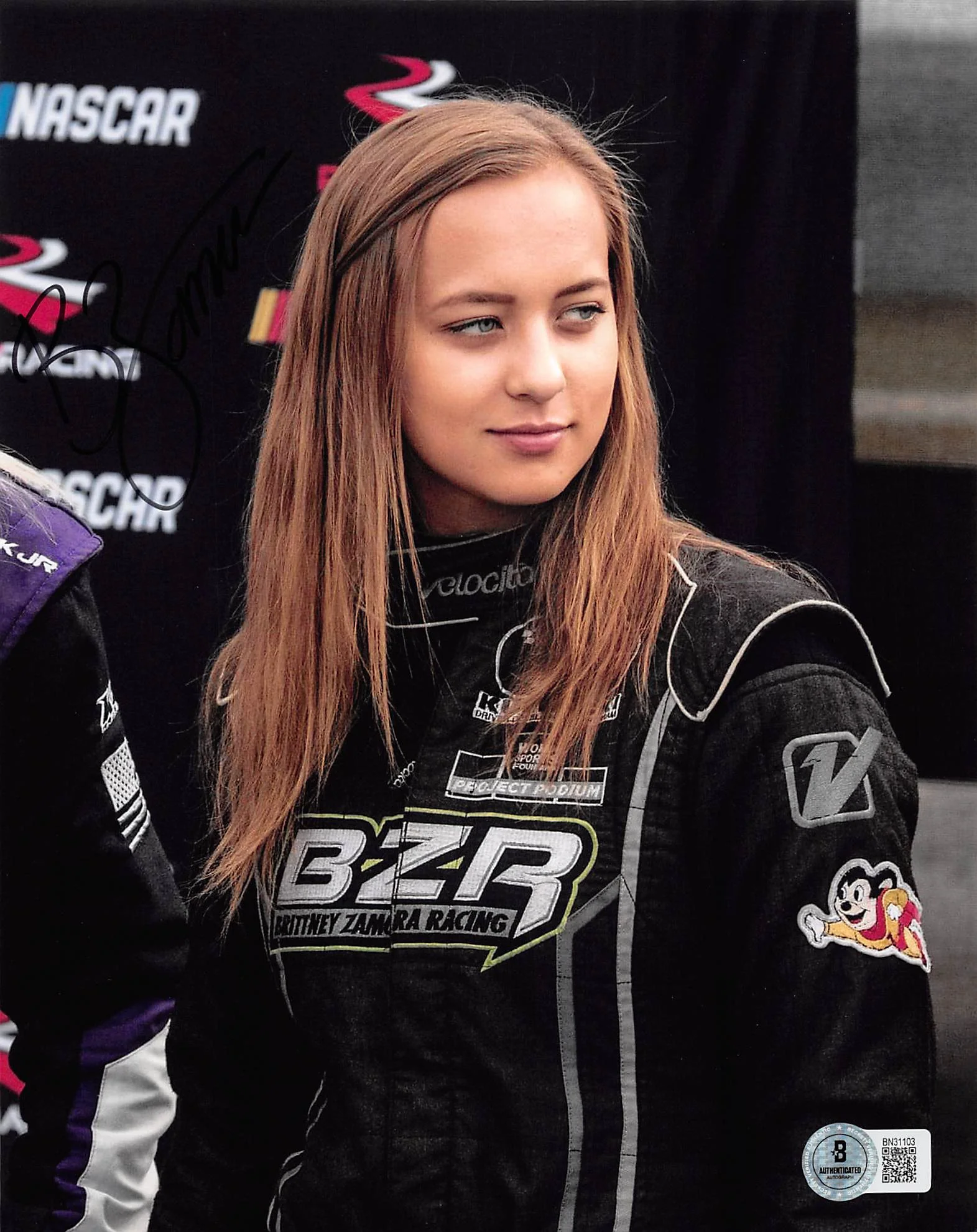 Brittney Zamora NASCAR Authentic Signed 8x10 Vertical Photo Autographed BAS 1