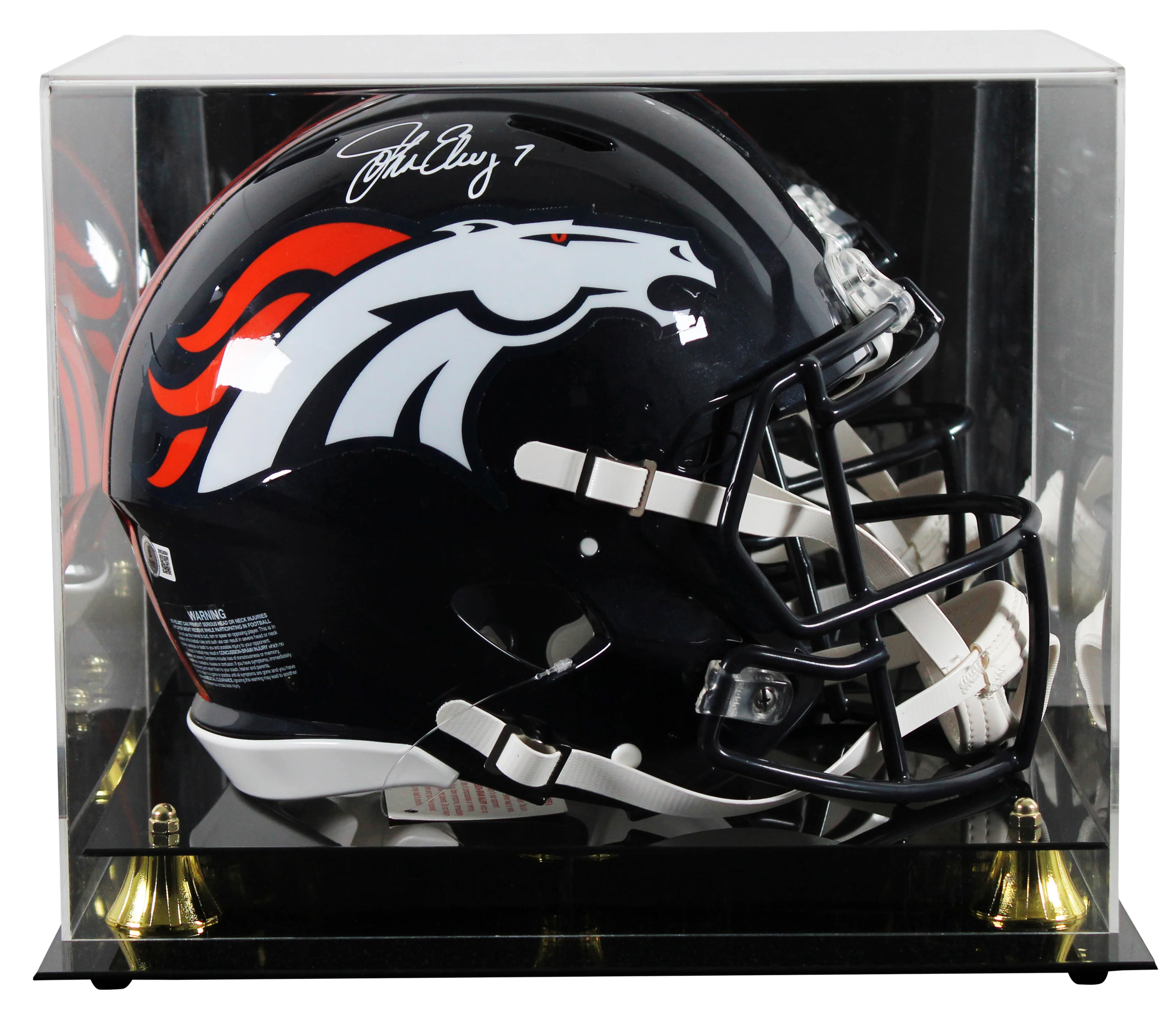 Broncos John Elway Signed Full Size Speed Proline Helmet w/ Case BAS Witnessed - Image 2