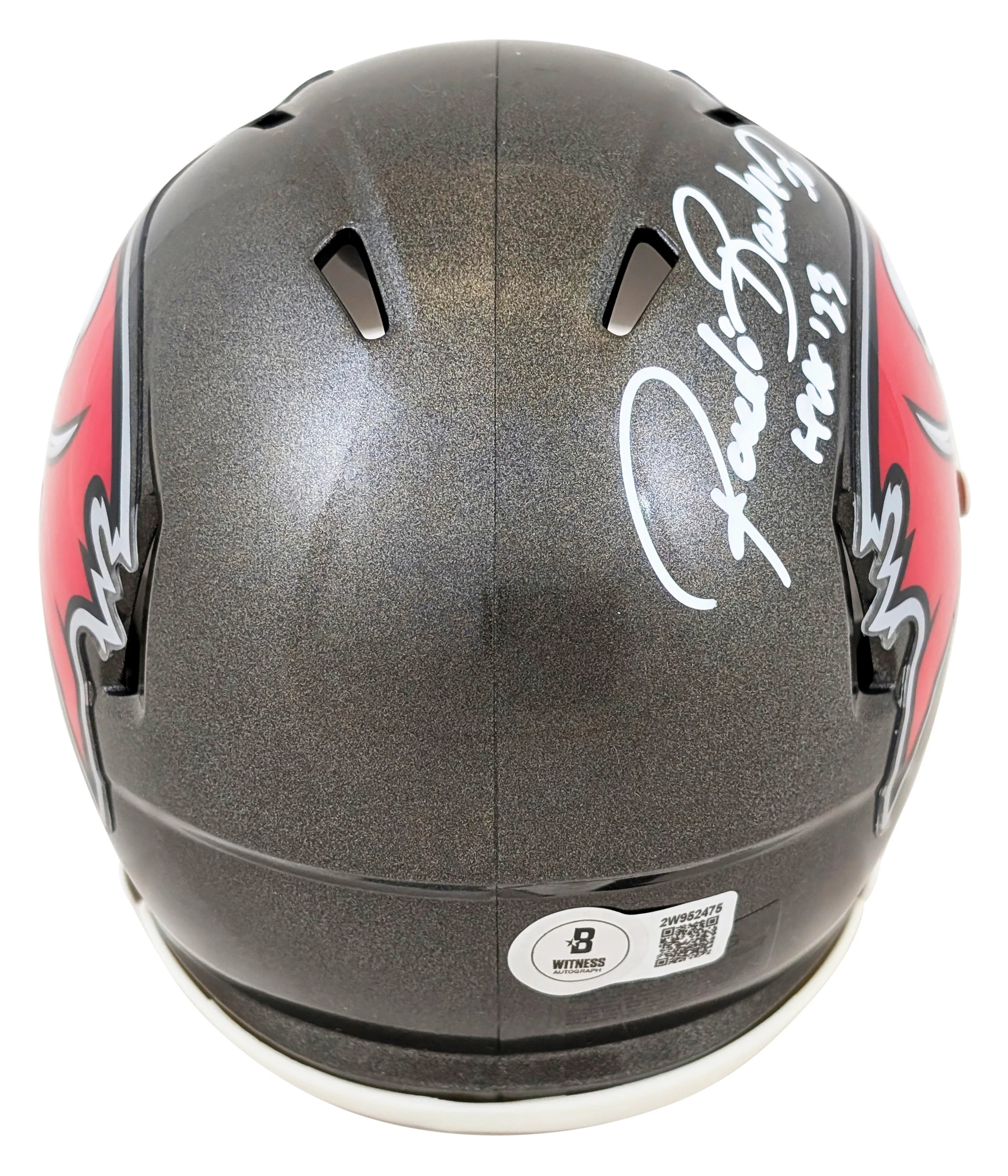 Buccaneers Ronde Barber "HOF 23" Signed Speed Mini Helmet BAS Witnessed - Image 3