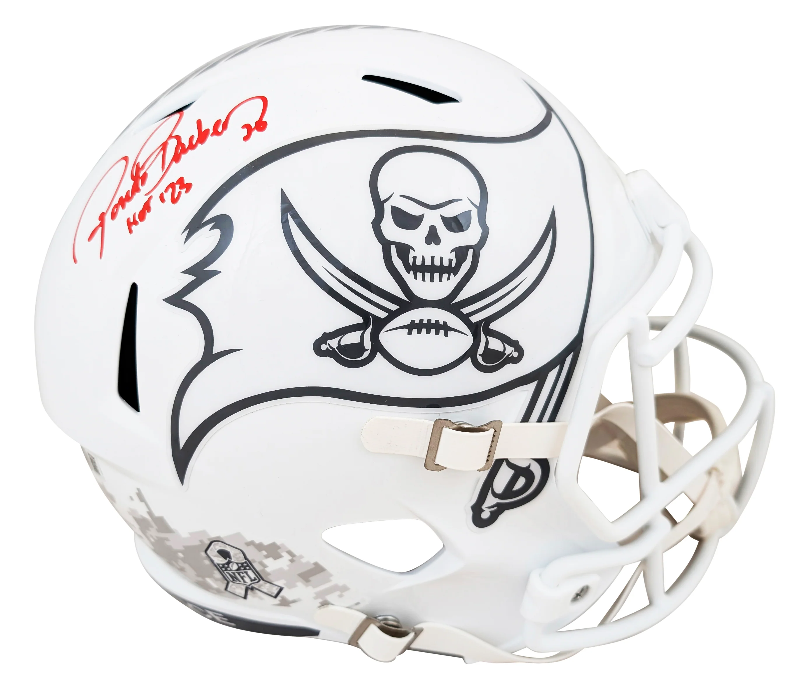 Bucs Ronde Barber "HOF 23" Signed STS III F/S Speed Rep Helmet W/ Case BAS Wit - Image 3