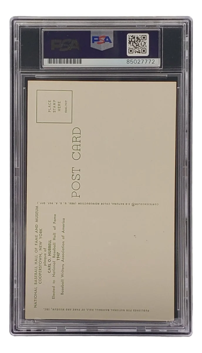 Carl Hubbell Signed 4x6 New York Giants Hall Of Fame Plaque Card PSA/DNA 85027772 - Image 2