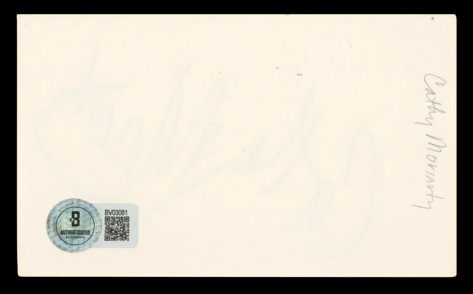 Cathy Moriarty Raging Bull Authentic Signed 3x5 Index Card BAS #BV03081 - Image 3