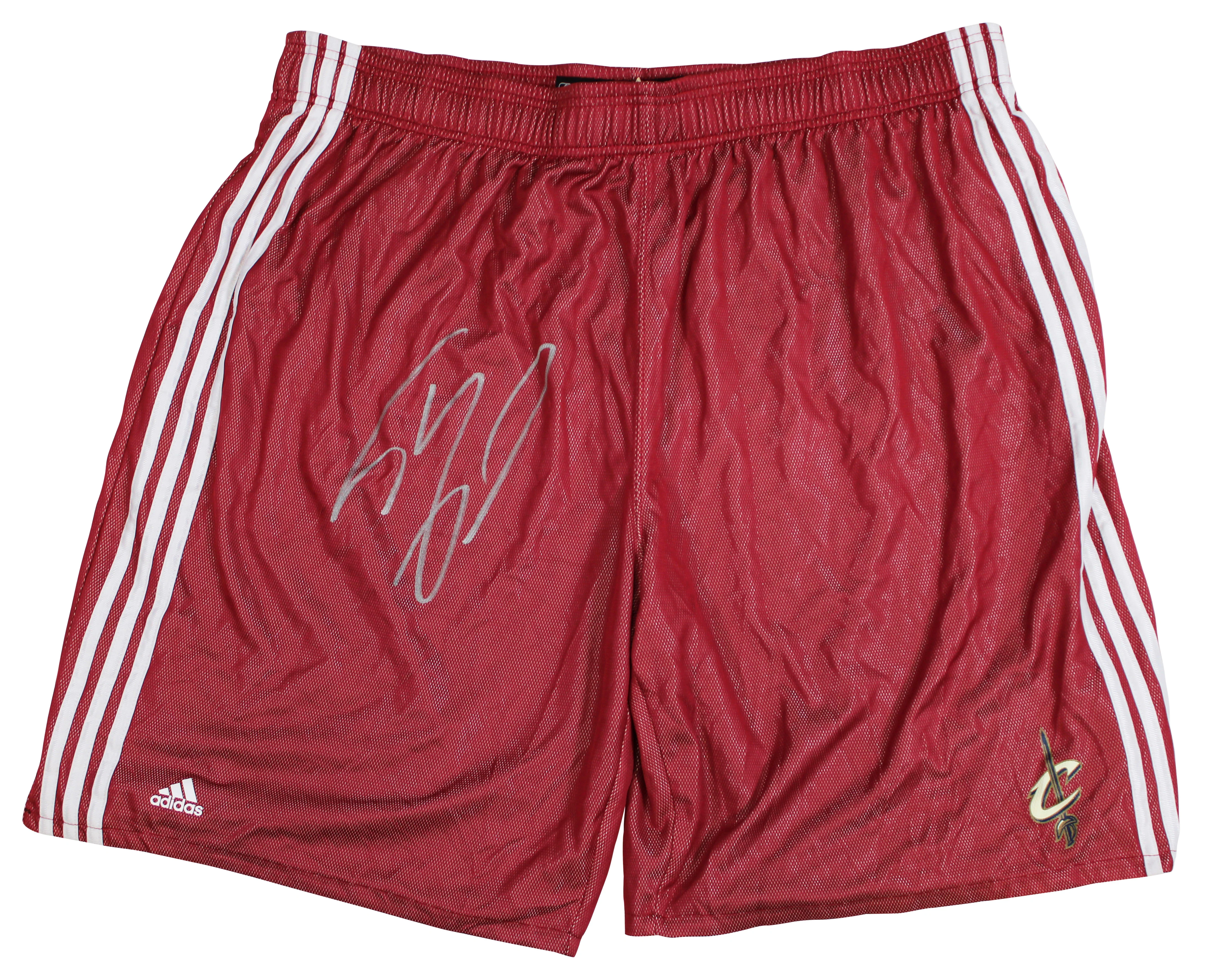 Cavaliers Shaquille O'Neal Signed Red Adidas Practice Shorts BAS Wit #2W958085 - Image 2