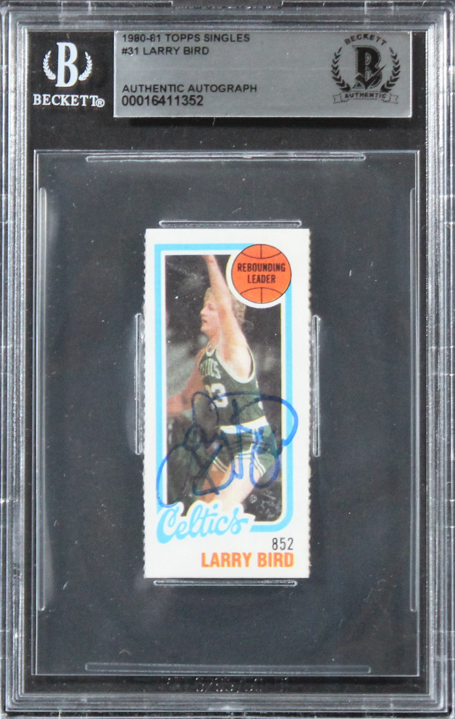 Celtics Larry Bird Authentic Signed 1980 Topps Singles #31 Card BAS Slabbed 1