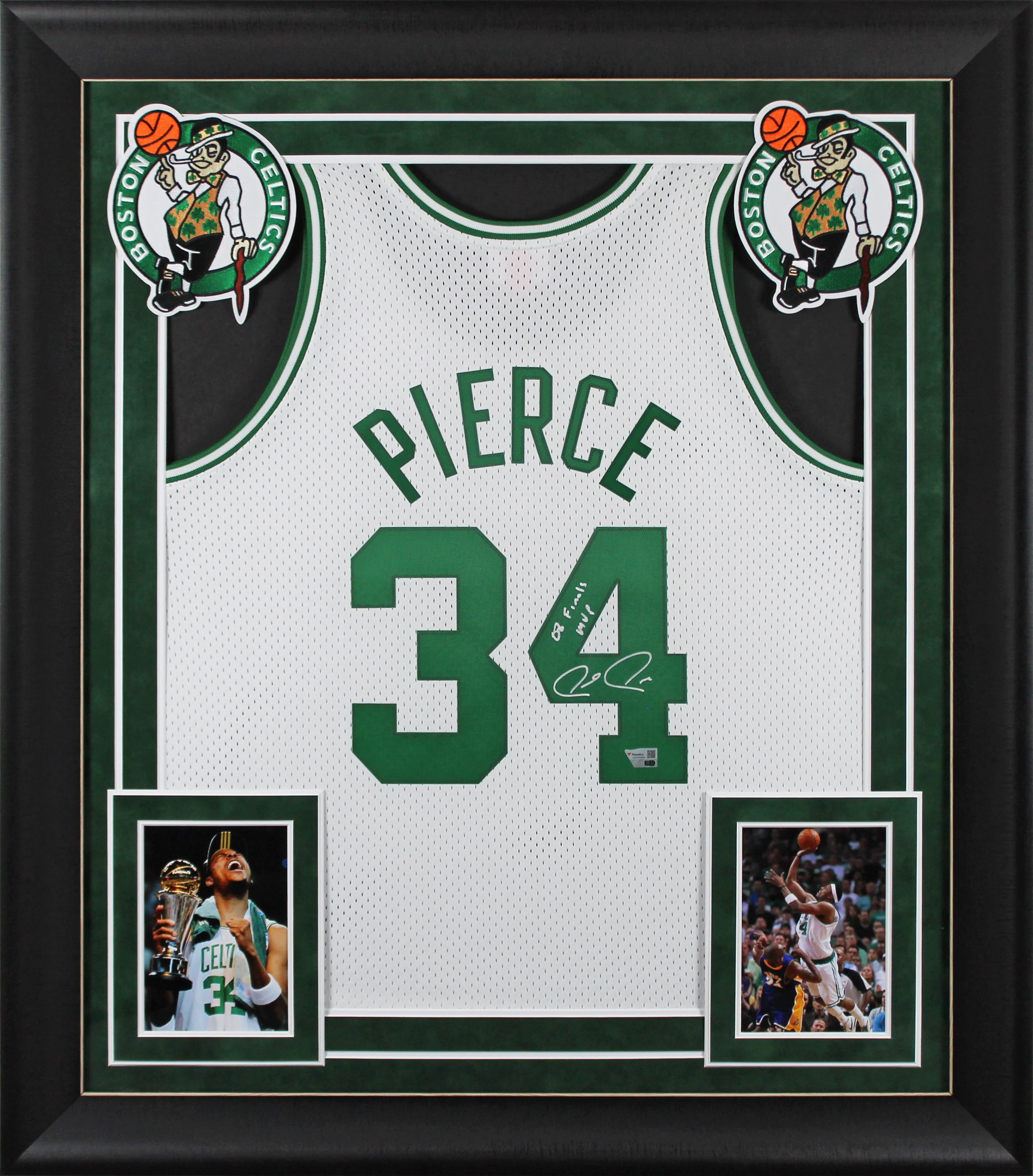 Celtics Paul Pierce "08 Finals MVP" Signed White M&N HWC Framed Jersey Fan 2 - Image 2