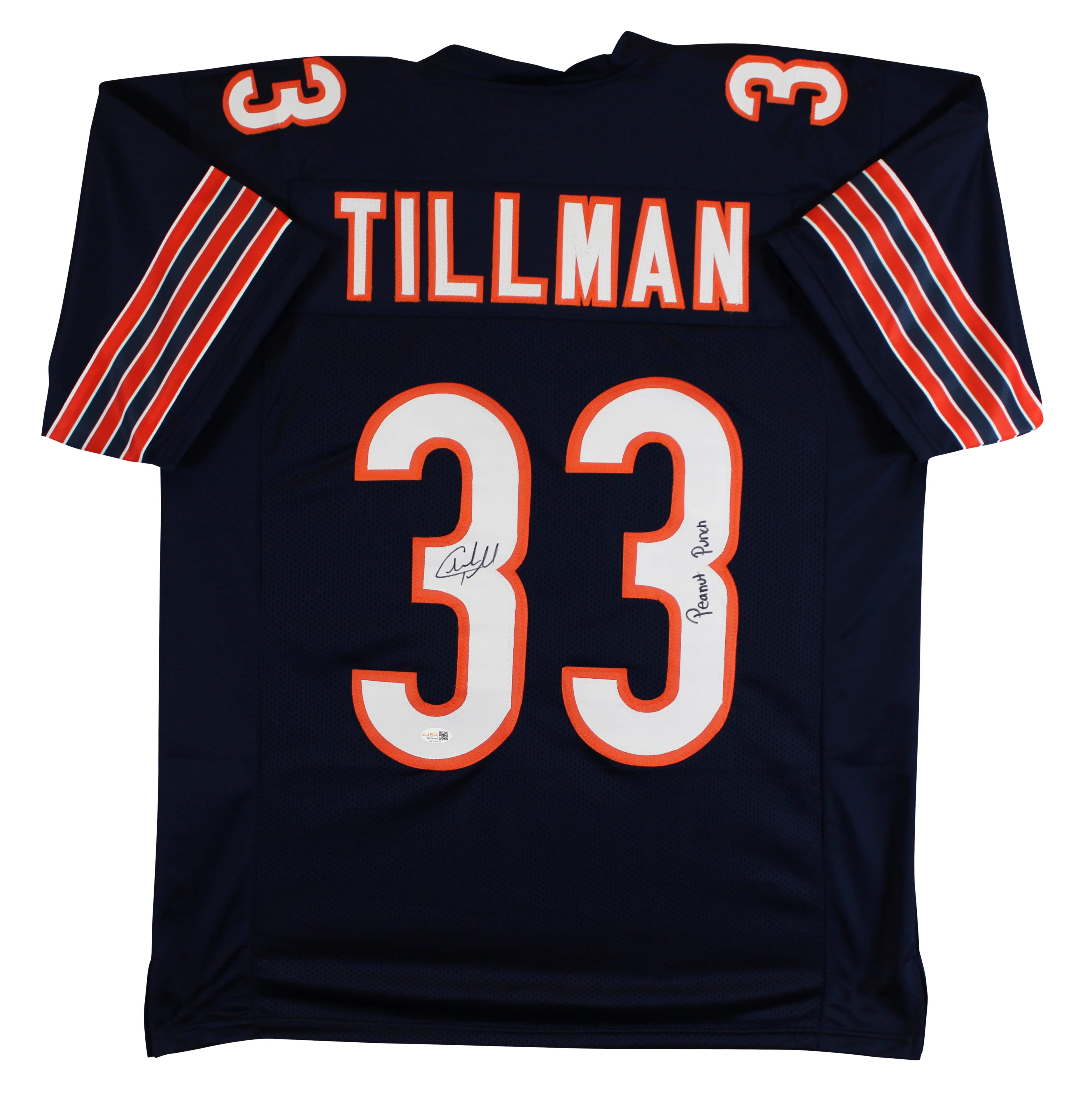 Charles Tillman "Peanut Punch" Signed Navy Pro Style Jersey JSA Witness