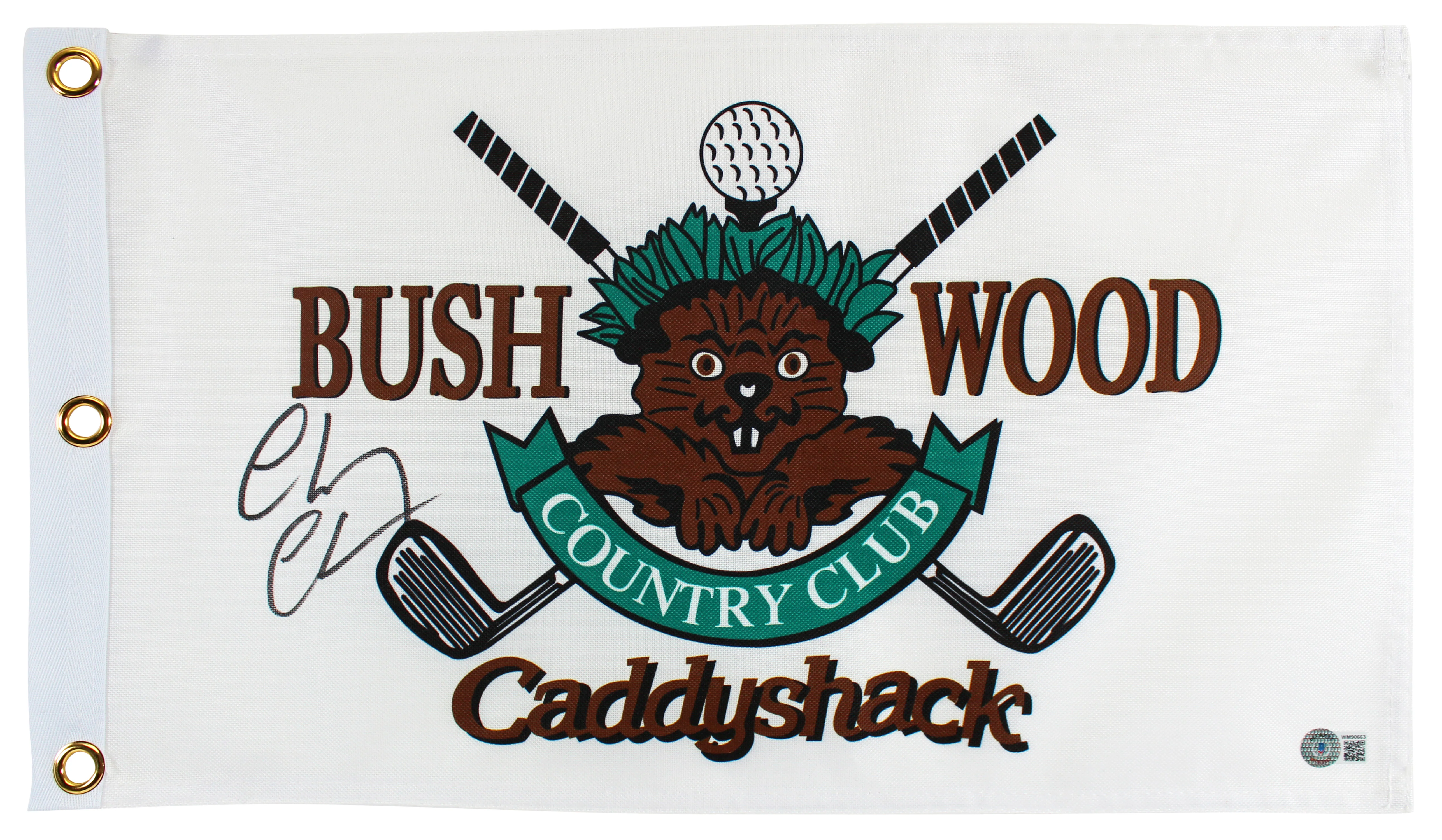 Chevy Chase Caddyshack Authentic Signed Bushwood Country Club Flag BAS Witnessed - Image 2