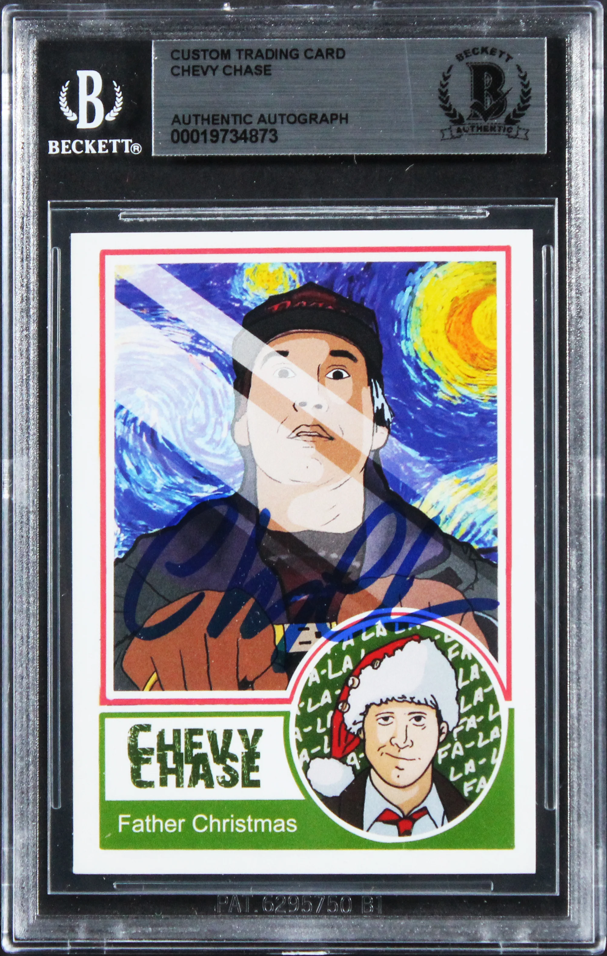 Chevy Chase Christmas Vacation Signed Father Christmas Custom Card BAS Slabbed - Image 2
