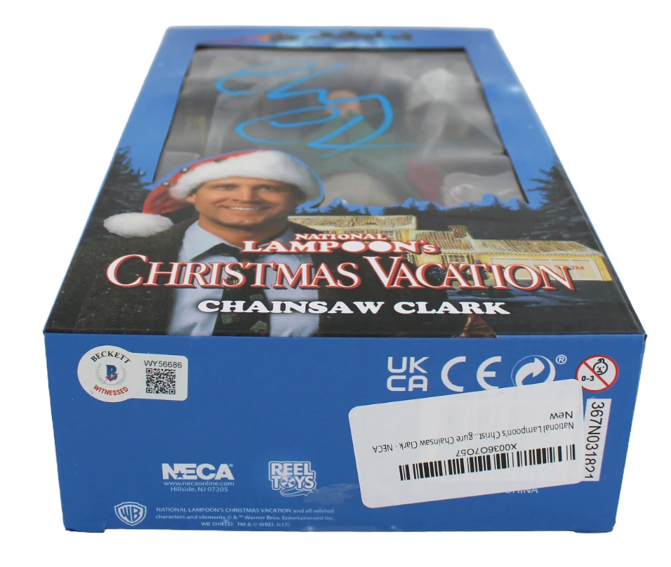 Chevy Chase Christmas Vacation Signed NECA Chainsaw Clark Figure Blue Sig BAS W - Image 4