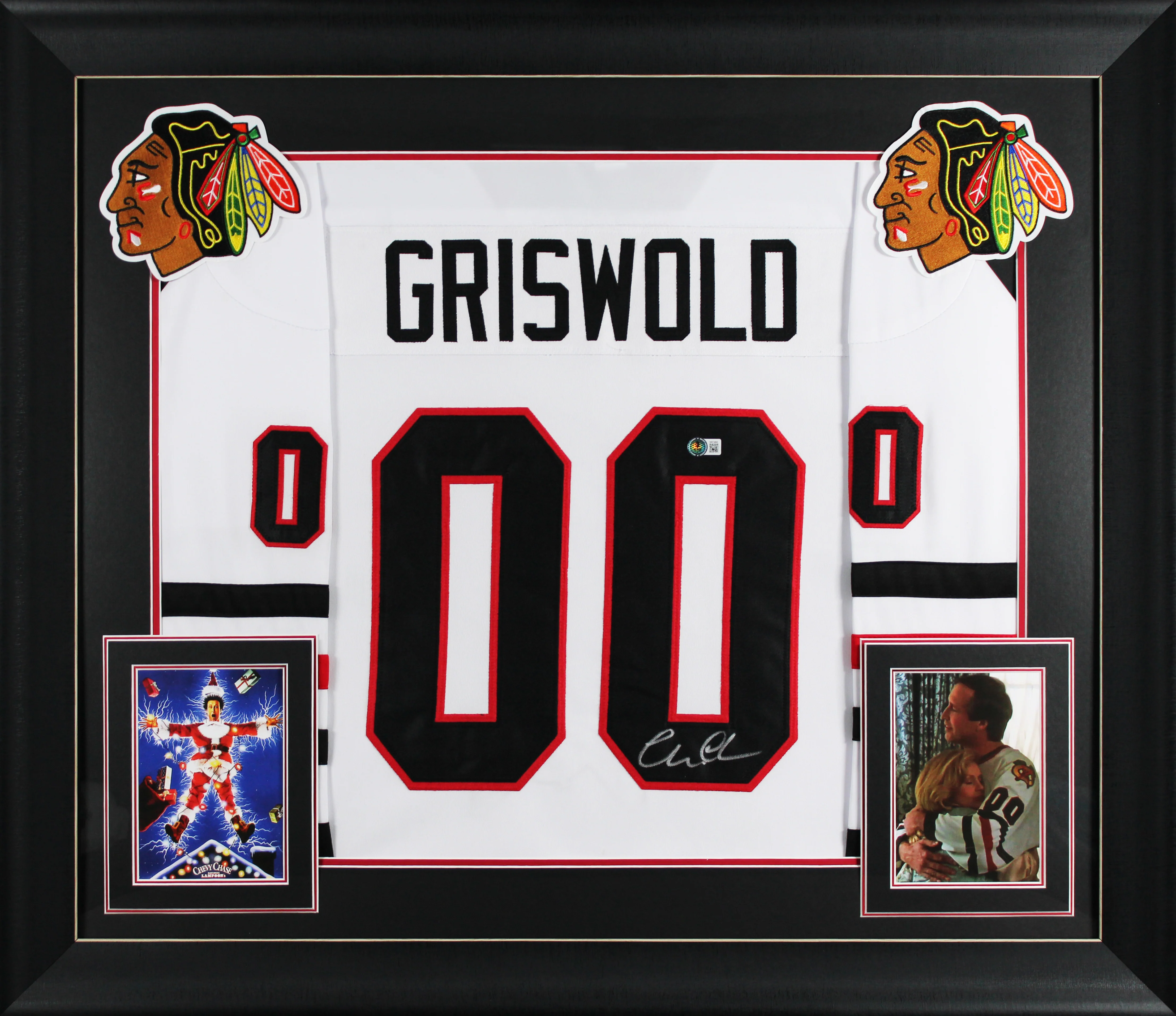 Chevy Chase Christmas Vacation Signed White Santa Clark Framed Jersey BAS Wit 2