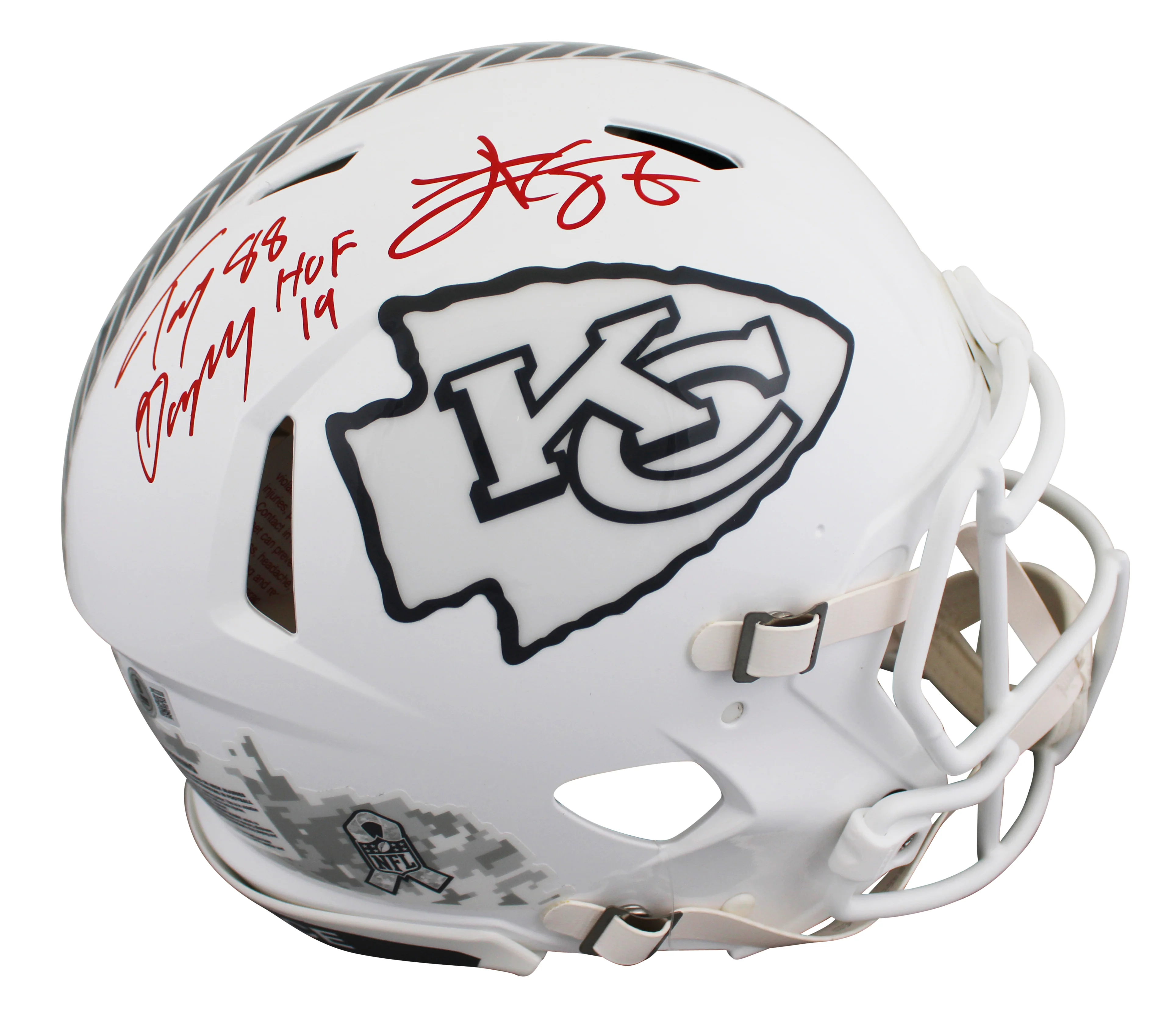 Chiefs Tony Gonzalez & Travis Kelce Signed STS III F/S Speed Proline Helmet BAS - Image 2