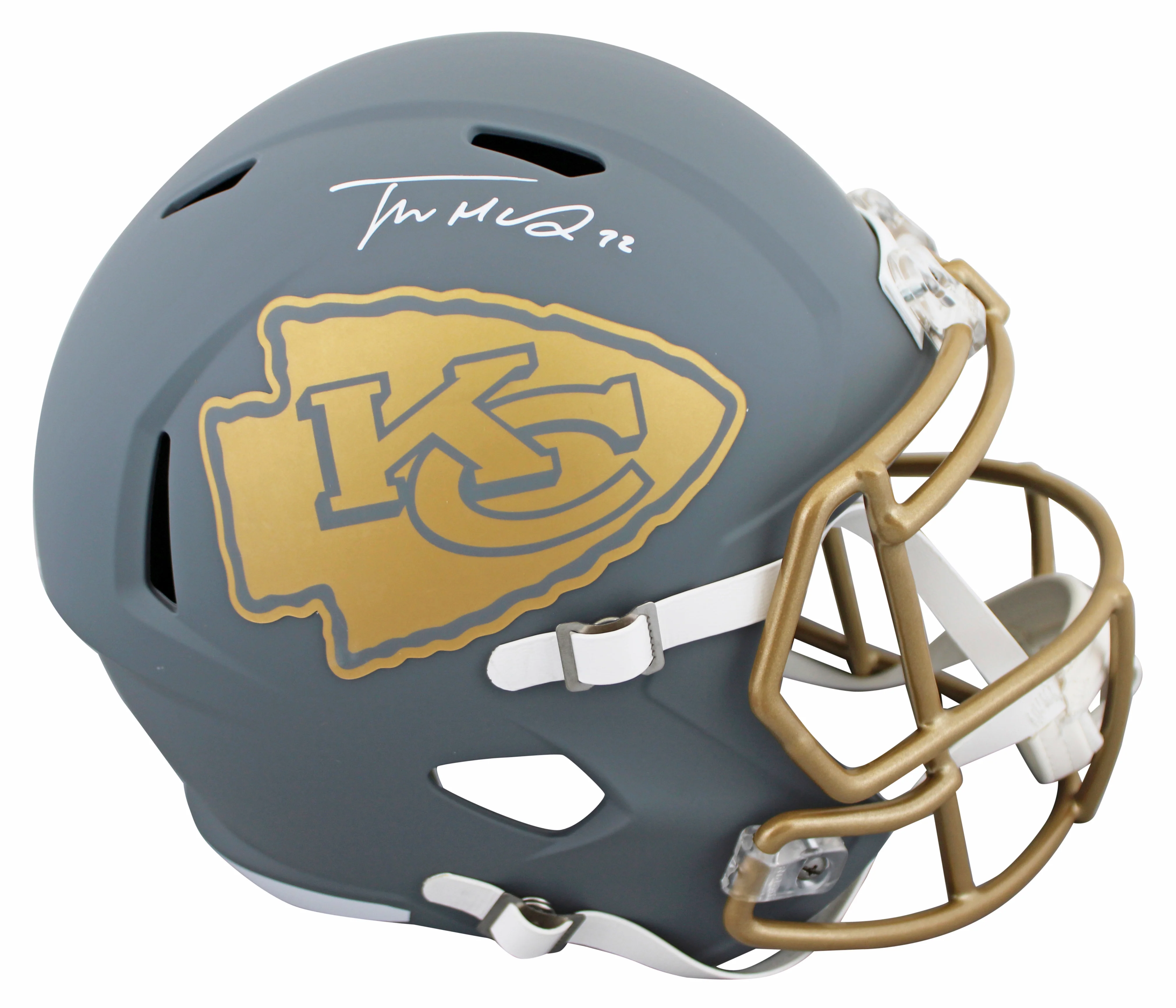 Chiefs Trent McDuffie Signed Slate Full Size Speed Rep Helmet BAS Witnessed - Image 2