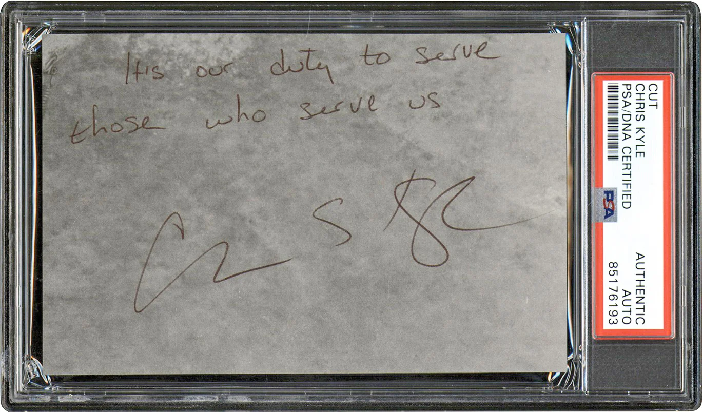 Chris Kyle "It's our duty" Signed 3.5x5.5 Cut Signature PSA/DNA Slabbed - Image 2