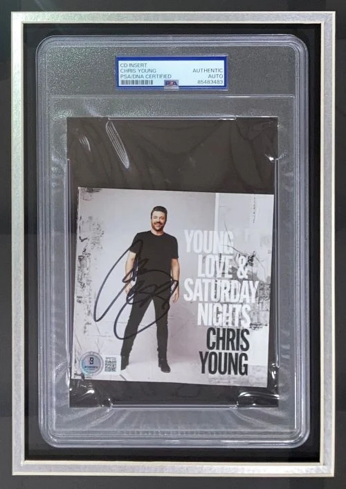 Chris Young Signed Framed Young Love & Sat Nights CD Booklet w/ 11x14 Photo PSA - Image 2