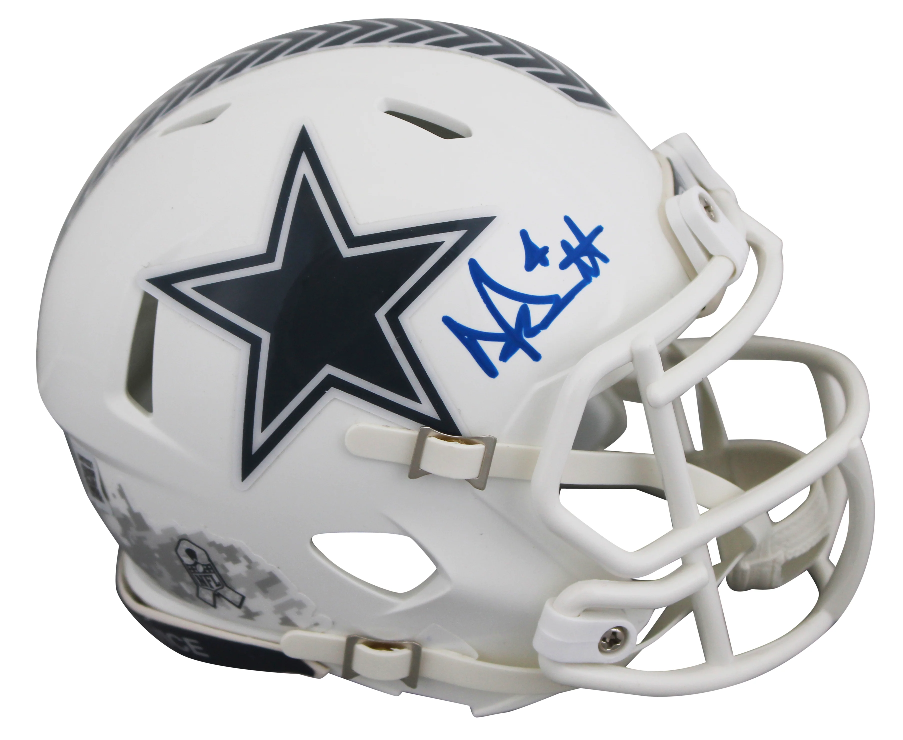 Cowboys Dak Prescott Signed Salute To Service III Speed Mini Helmet BAS Witness - Image 2