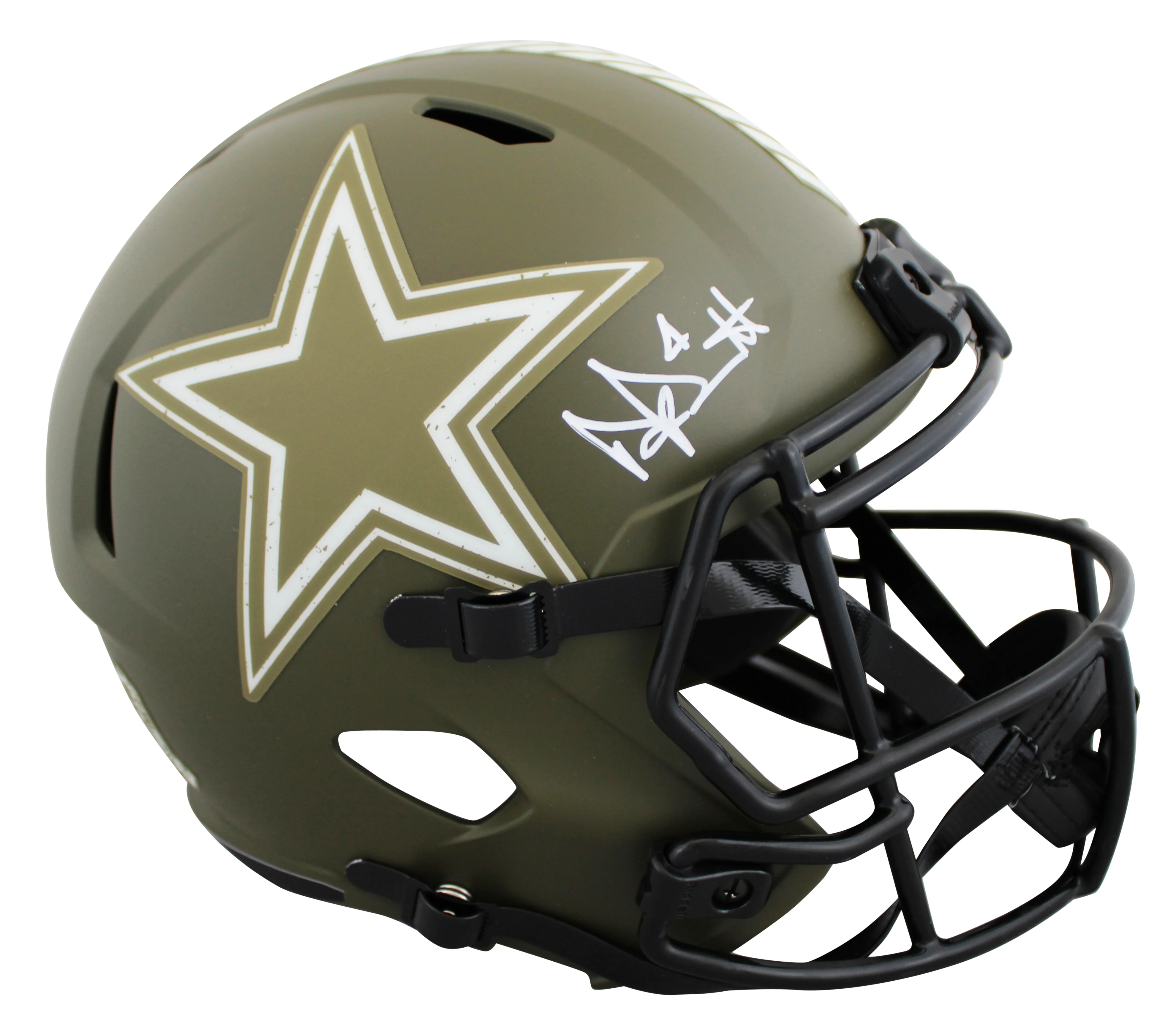 Cowboys Dak Prescott Signed STS Full Size Speed Rep Helmet w/ White Sig BAS Wit - Image 2