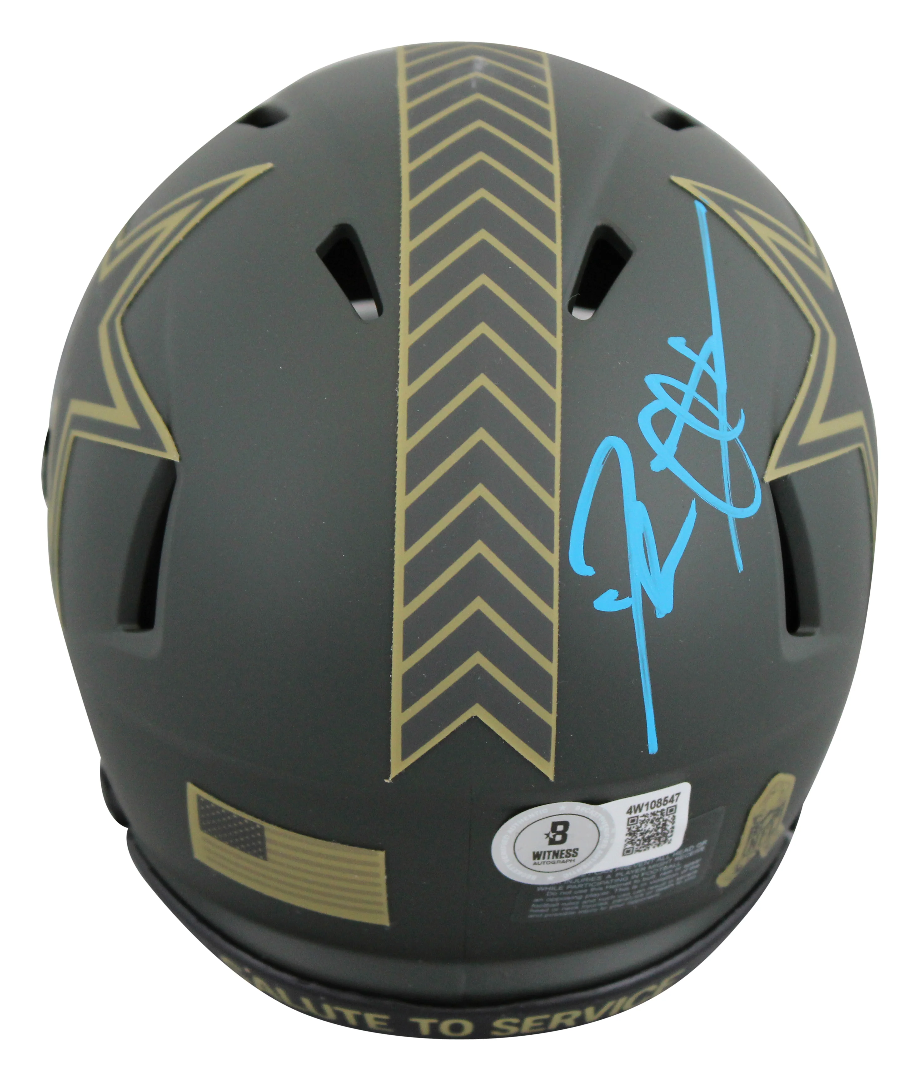 Cowboys Deion Sanders Signed Salute to Service IV Speed Mini Helmet BAS Witness - Image 3
