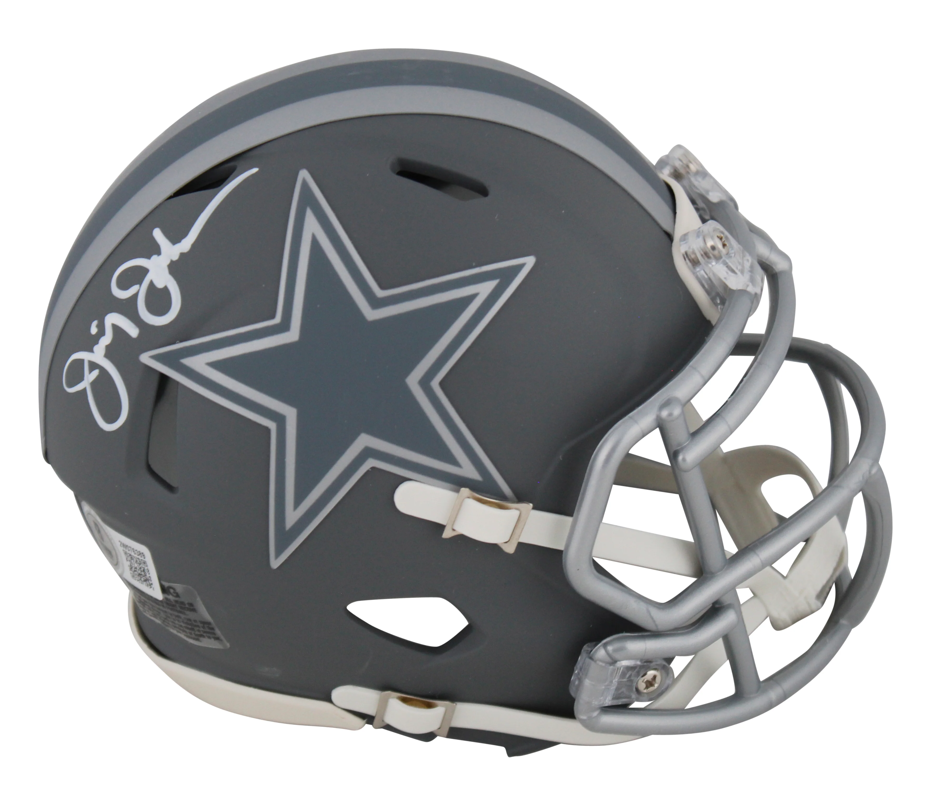 Cowboys Jimmy Johnson Authentic Signed Slate Speed Mini Helmet w/ Case BAS Wit - Image 3