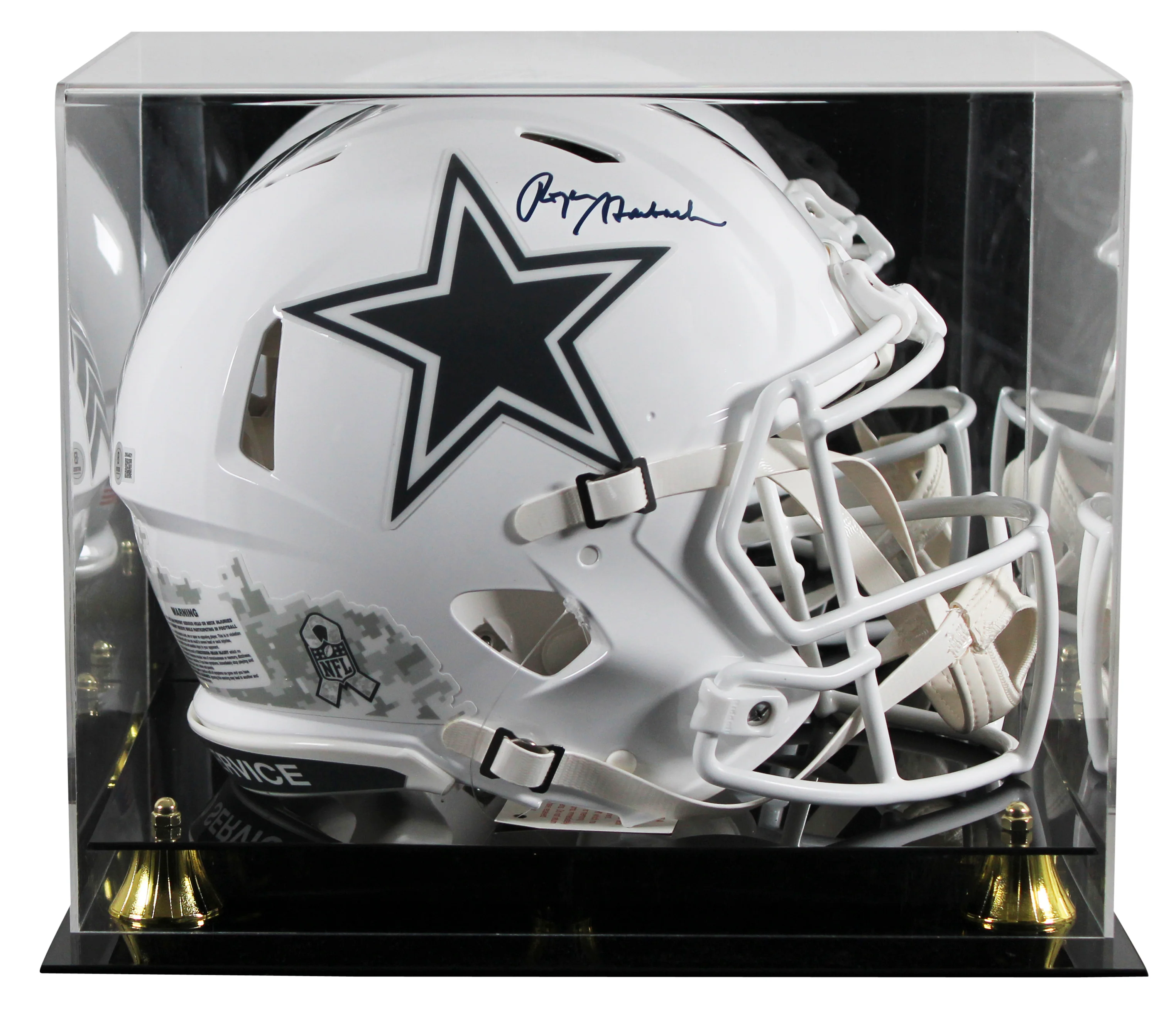 Cowboys Roger Staubach Signed STS III F/S Speed Proline Helmet W/ Case BAS Wit - Image 2