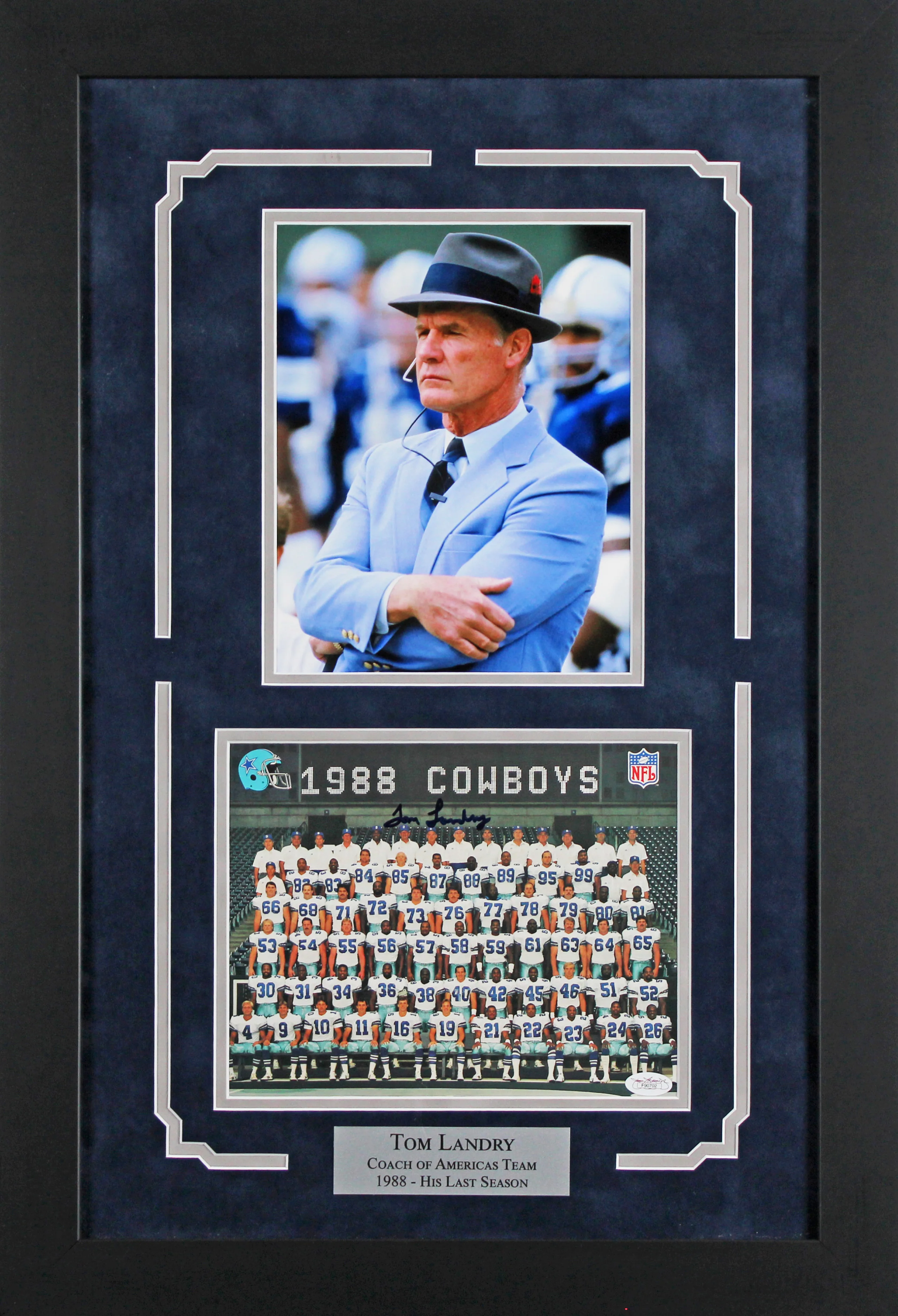 Cowboys Tom Landry Authentic Signed 8x10 Framed Photo Autographed JSA #F90702 - Image 2