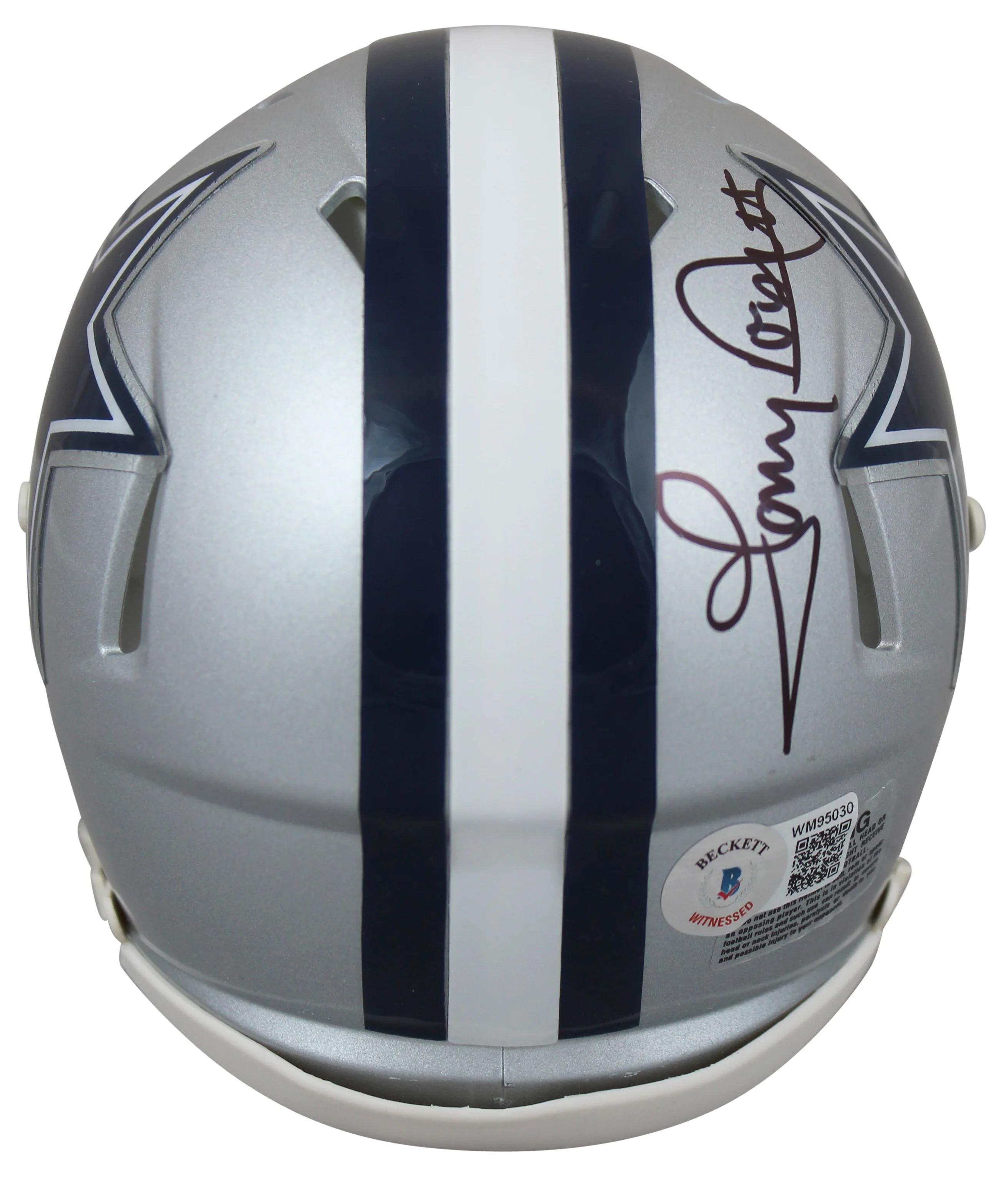 Cowboys Tony Dorsett Authentic Signed Silver Speed Mini Helmet BAS Witnessed - Image 3