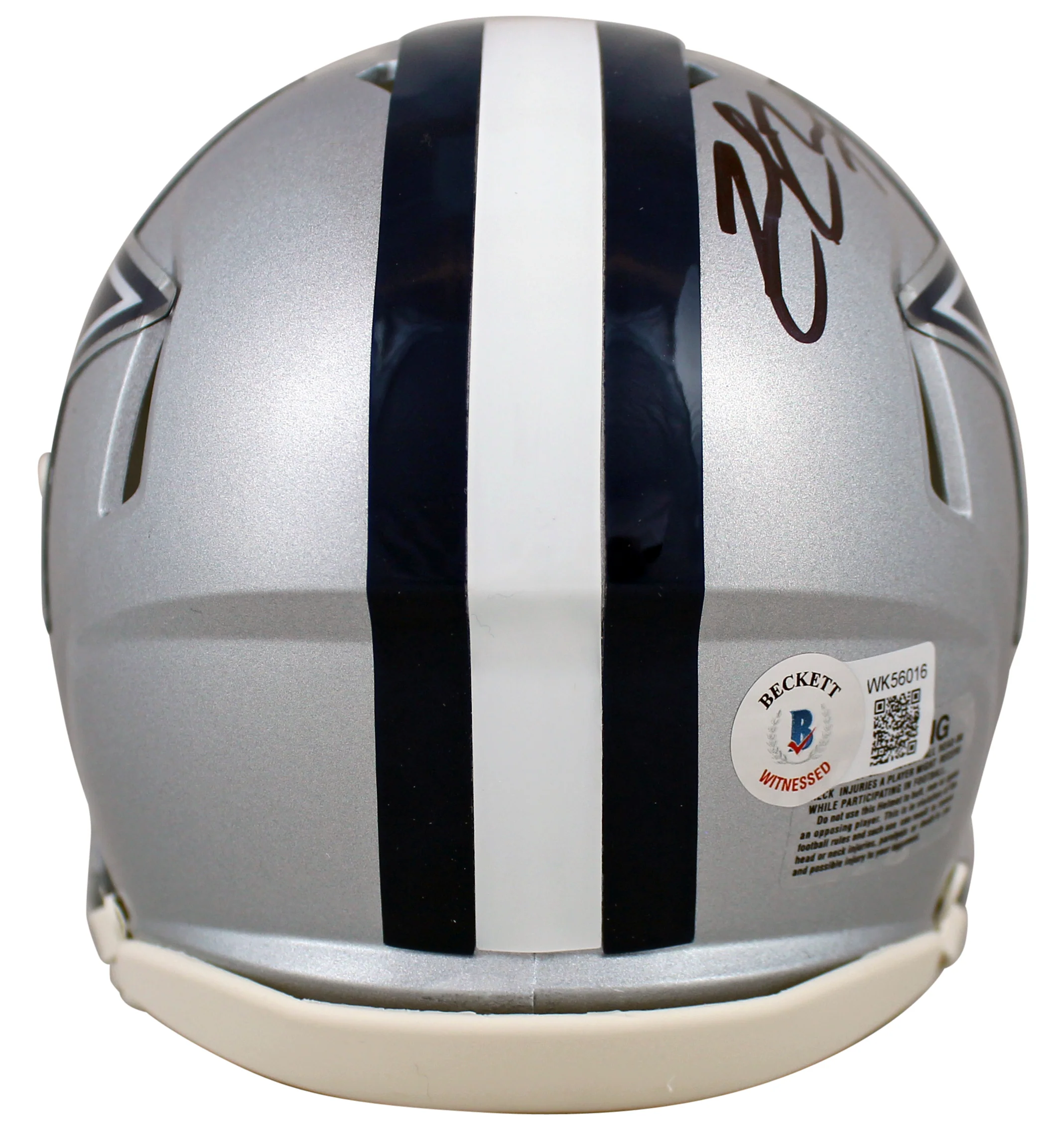 Cowboys Zack Martin Signed Silver Speed Mini Helmet W/ Case BAS Witnessed - Image 4