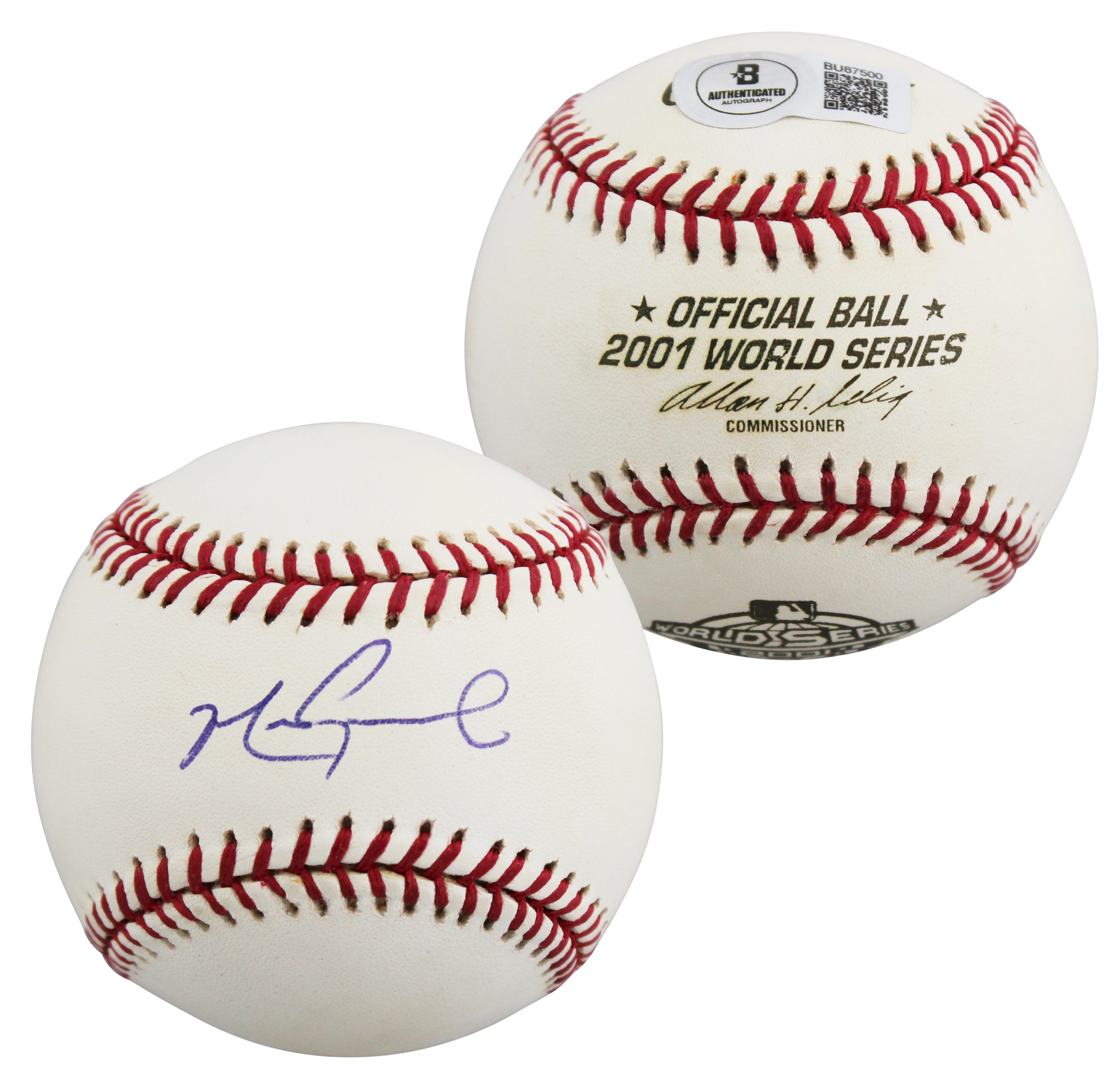 D-Backs Mark Grace Authentic Signed 2001 World Series Logo OML Baseball BAS - Image 2
